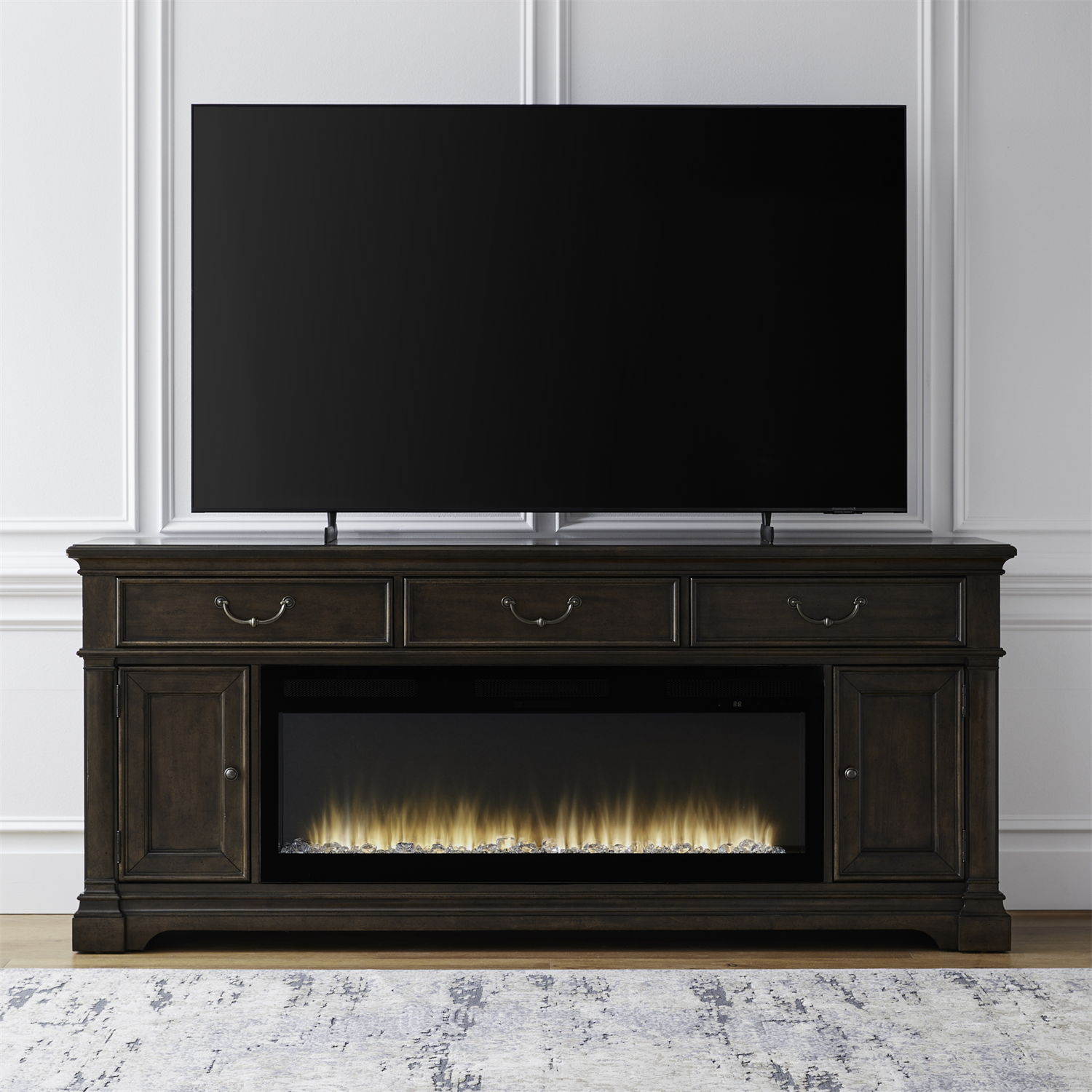 Fireplace TV Consoles - 512 84" Console With Fire FTS - Brown