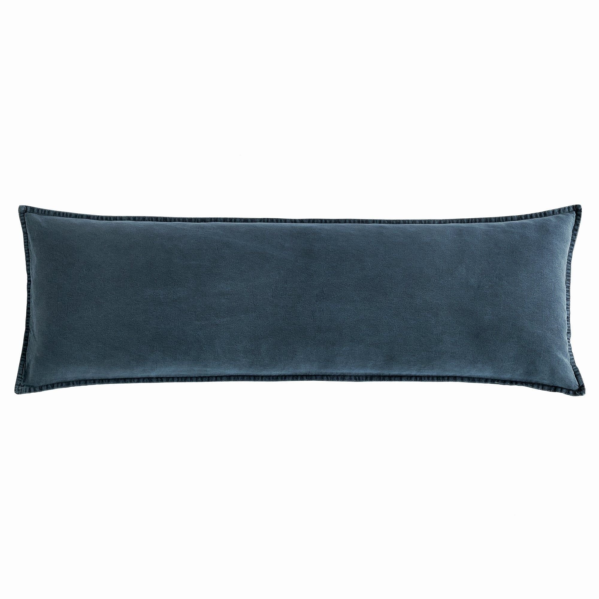 Cotton Canvas - Stonewashed Long Lumbar Pillow - Denim