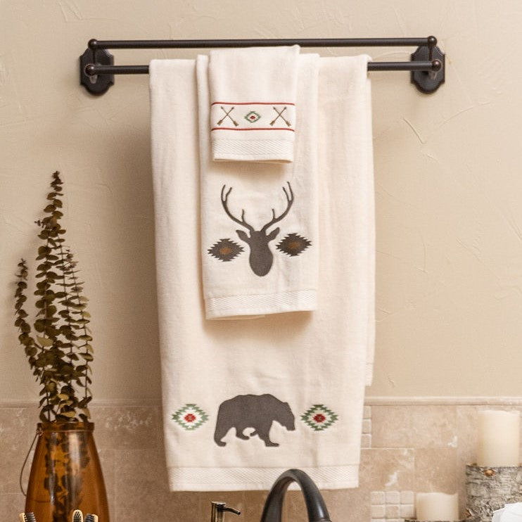 Aztec Bear - Towel Set (Set of 3), 2 Per Carton - Cream