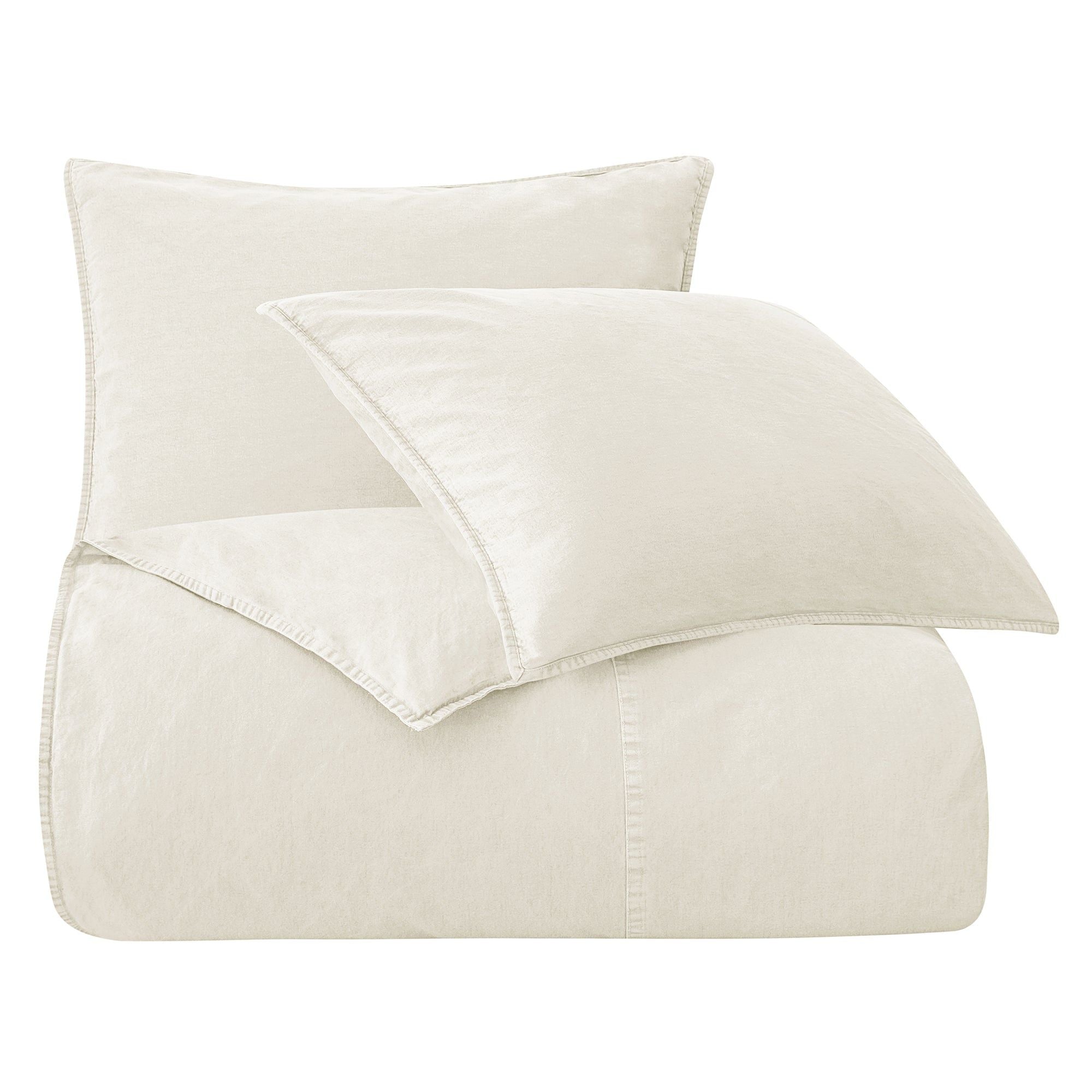 Cotton Canvas - Queen Stonewashed Duvet Cover Set (Set of 3) - Natural