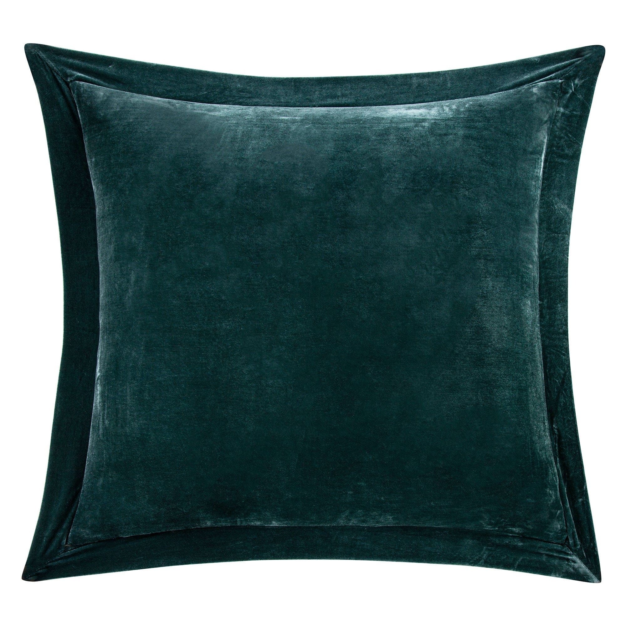 Stella - Faux Silk Velvet Flanged Euro Sham - Storm Blue