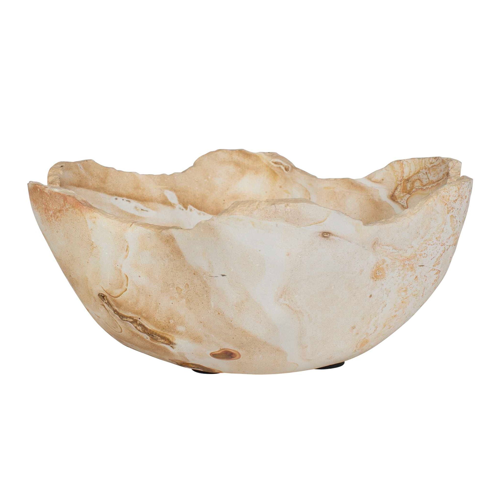 Sahara - Bloom Indoor-Outdoor Stone Bowl - Russet / Ivory / Sand