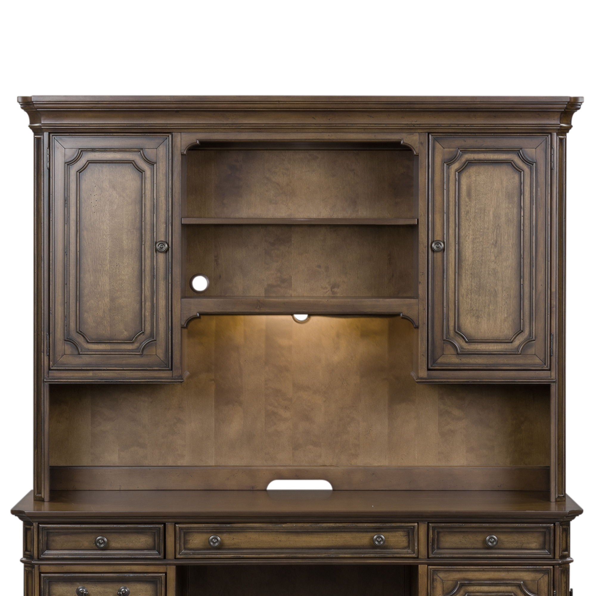 Amelia - Jr Executive Credenza Hutch - Antique Toffee