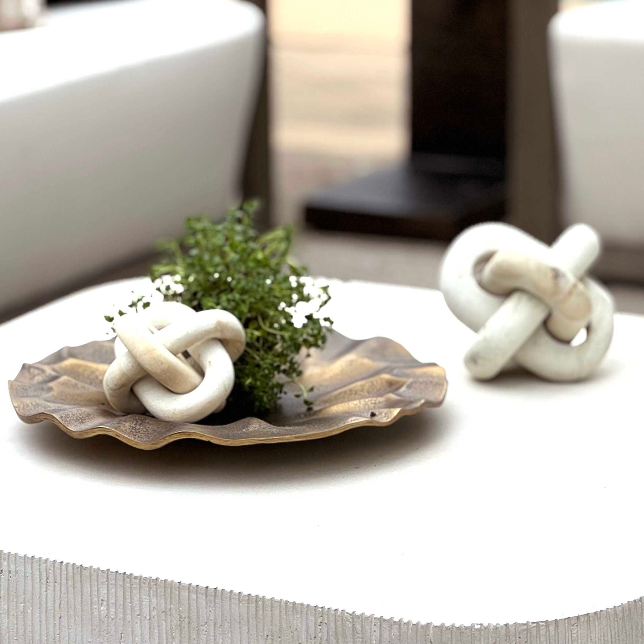 Limestone - Link Sculptures (Set of 2) - Beige