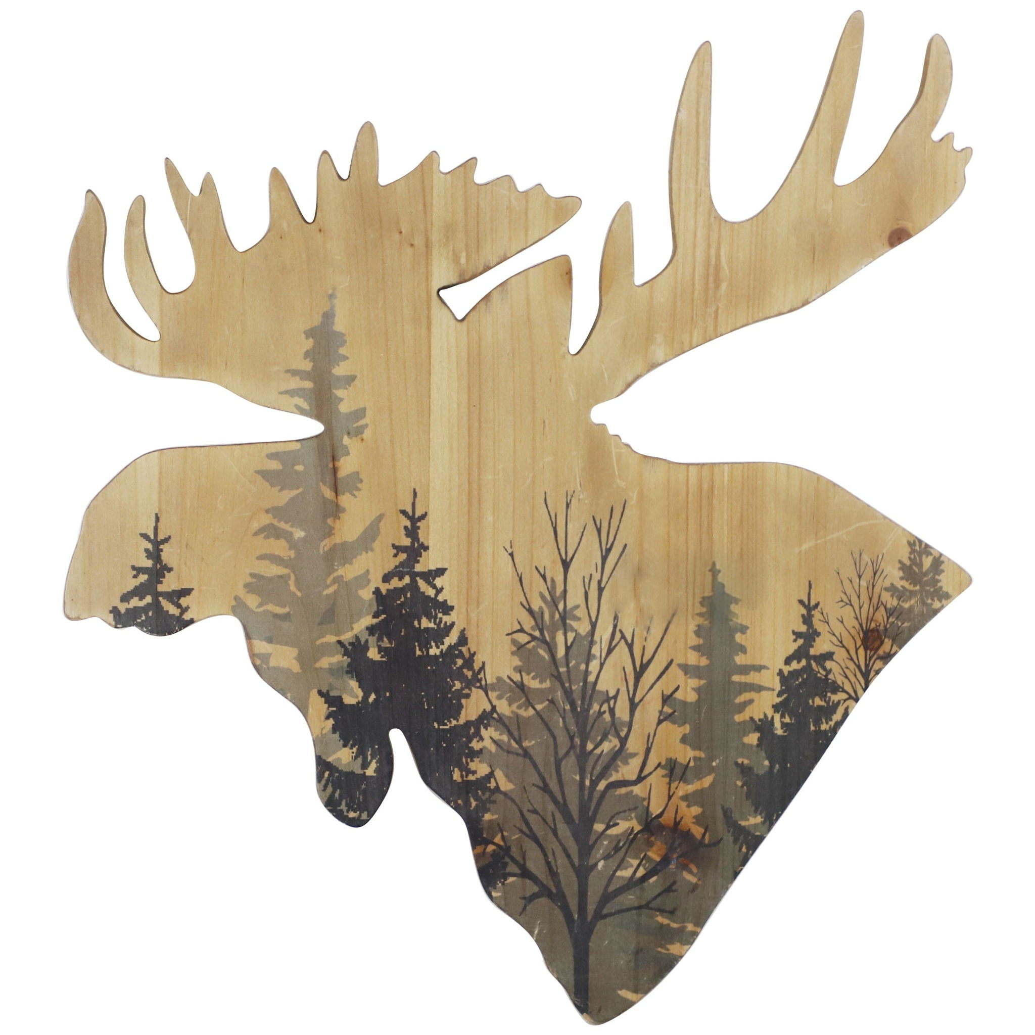Wall Décor - 21" x 19.5" Moose Head Forest Cutout Rustic Wall Art 4 Per Carton - Tan
