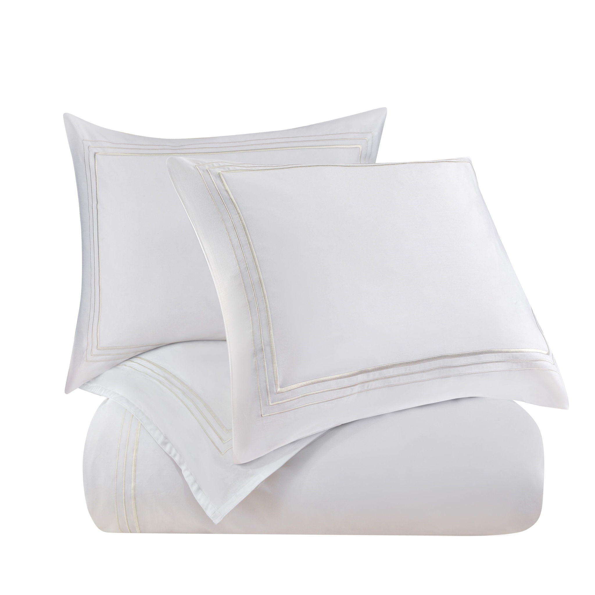 Border Embroidery - Twin Duvet Cover Set (Set of 2) - White