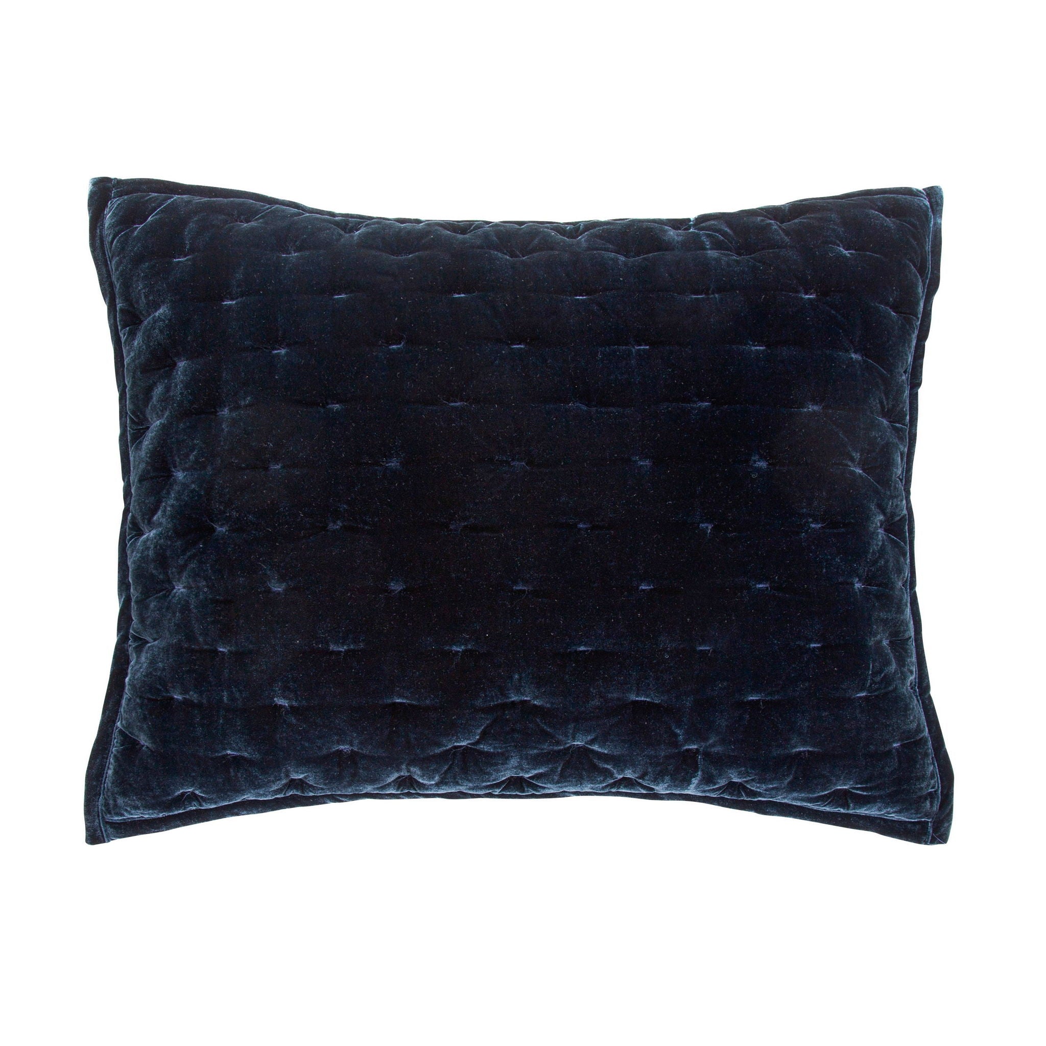 Stella - Faux Silk Velvet Pintuck Pillow Sham - Midnight Blue