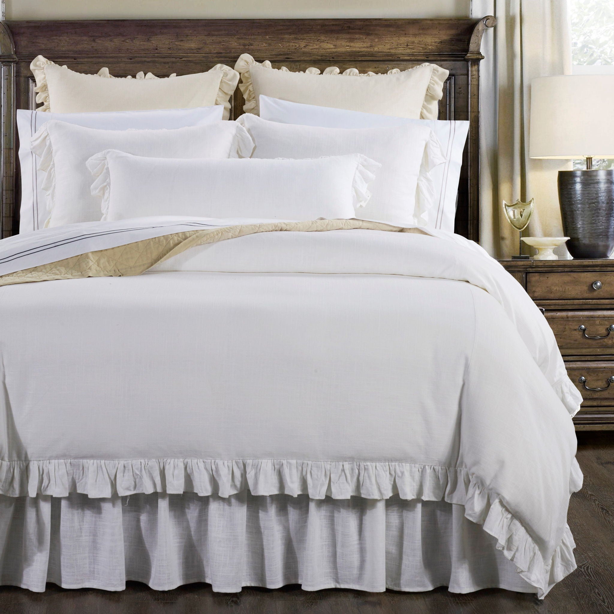 Lily - King Washed Linen Duvet Cover - White