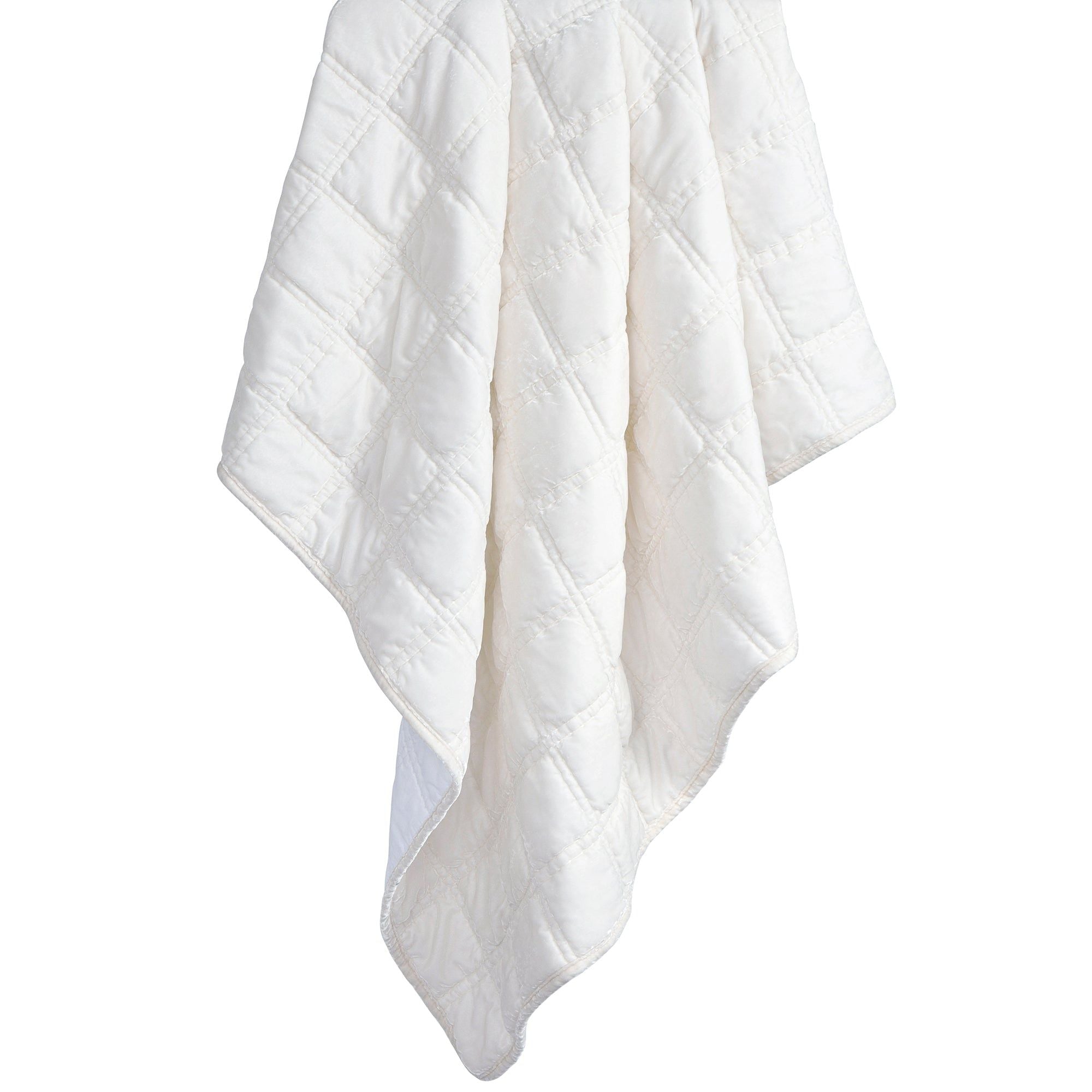 Stella - Faux Silk Velvet Double Box Stitch Throw - Stone