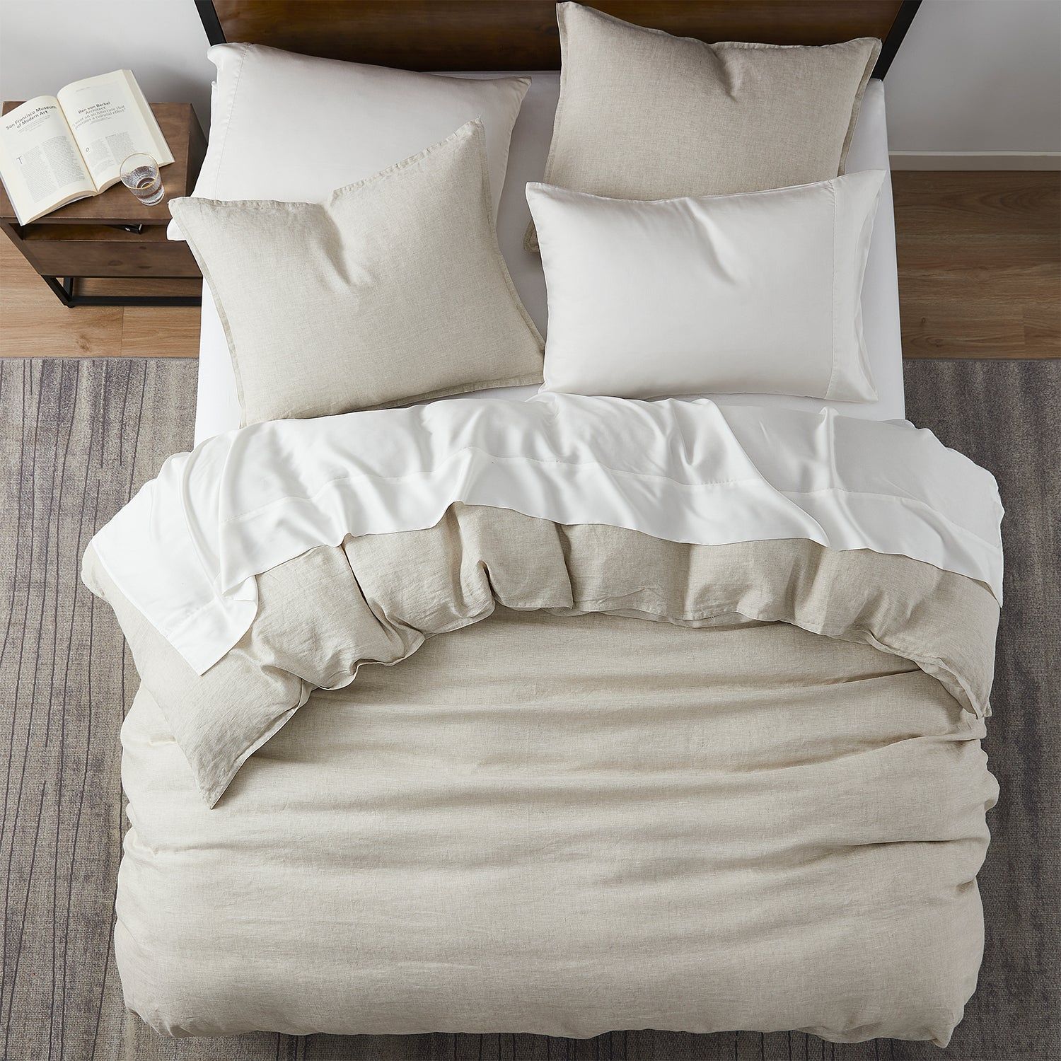 100% French Flax Linen - Queen Duvet Cover Set (Set of 3) - Natural