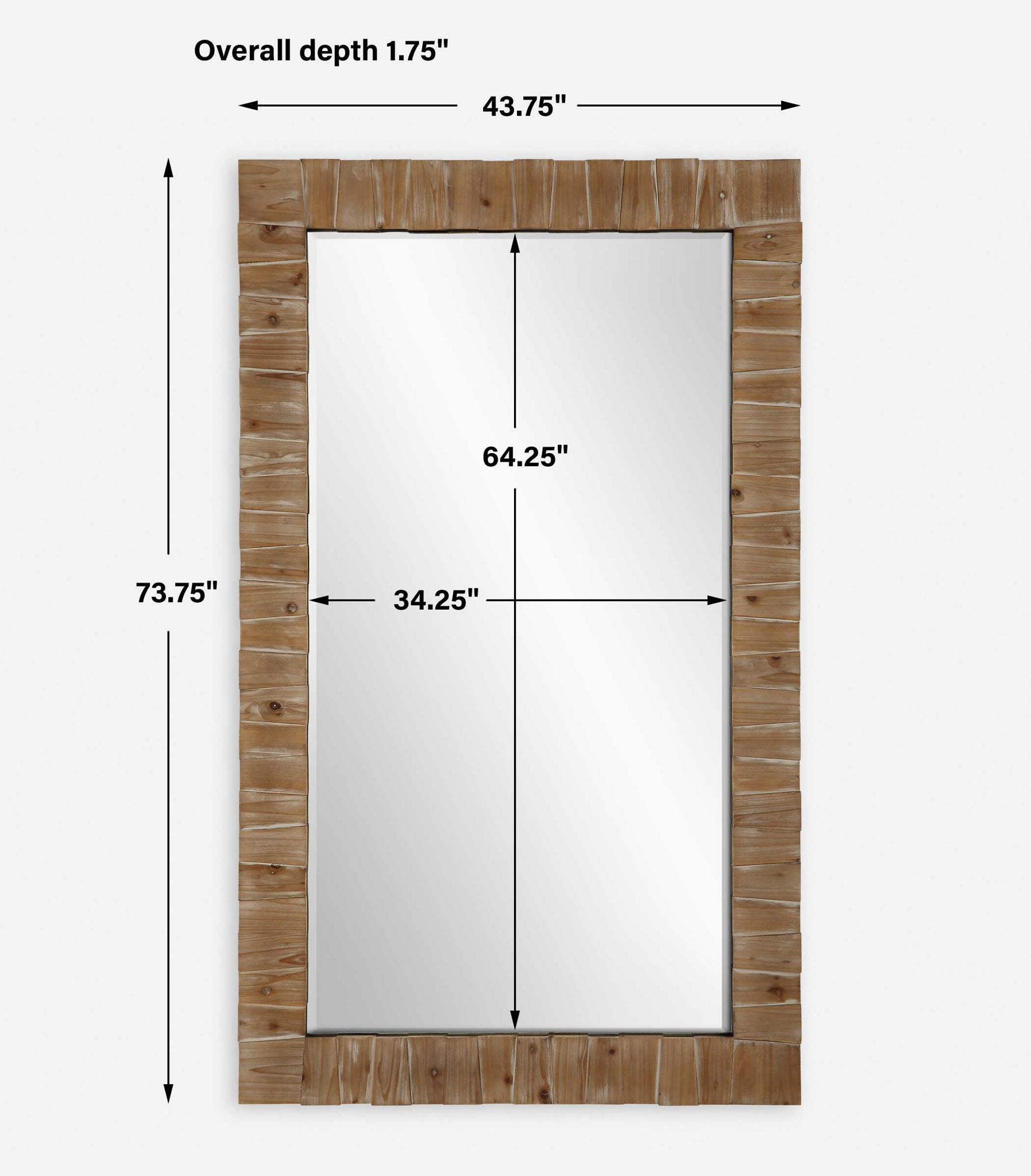 Ayanna - Wood Mirror - Gray Washed