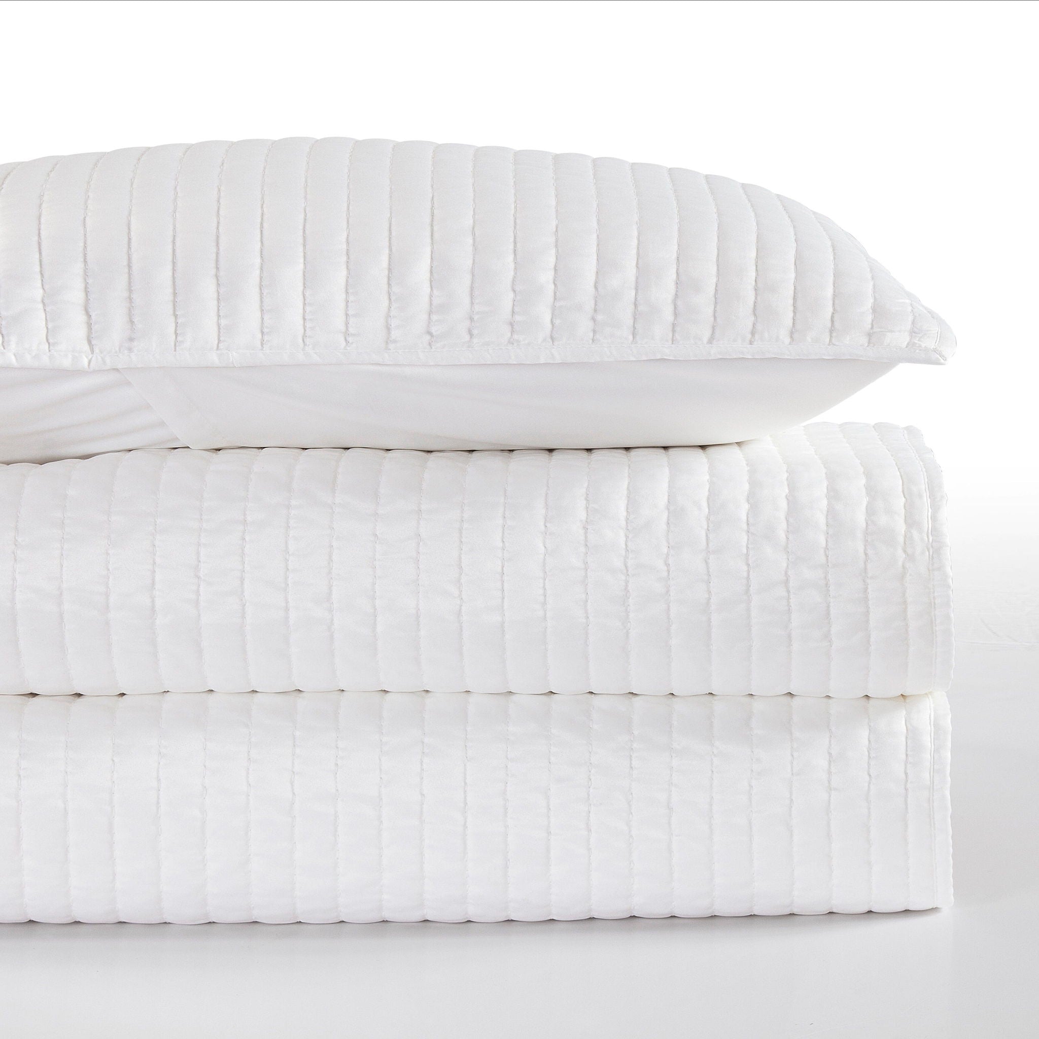 Satin Channel - Twin Quilt Set (Set of 2) - White