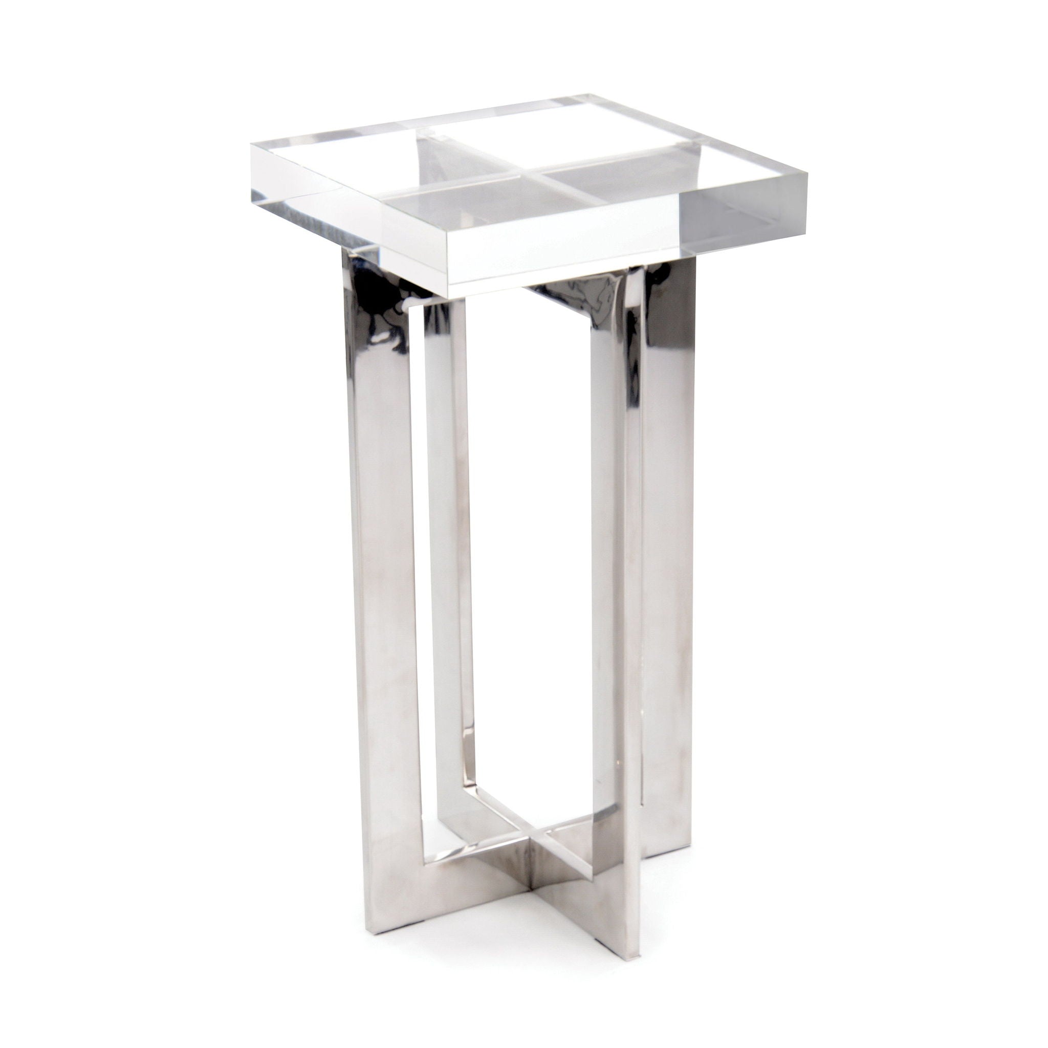 Polished Nickel And Crystal Martini Table