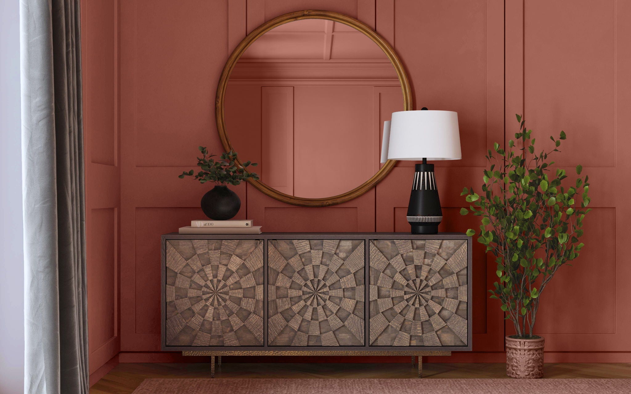 Adrienne - Server - Sandblasted Dark Brown & Antique Gold Metal