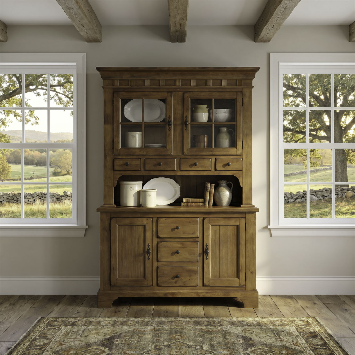 Treasures - Hutch & Buffet - Rustic Oak