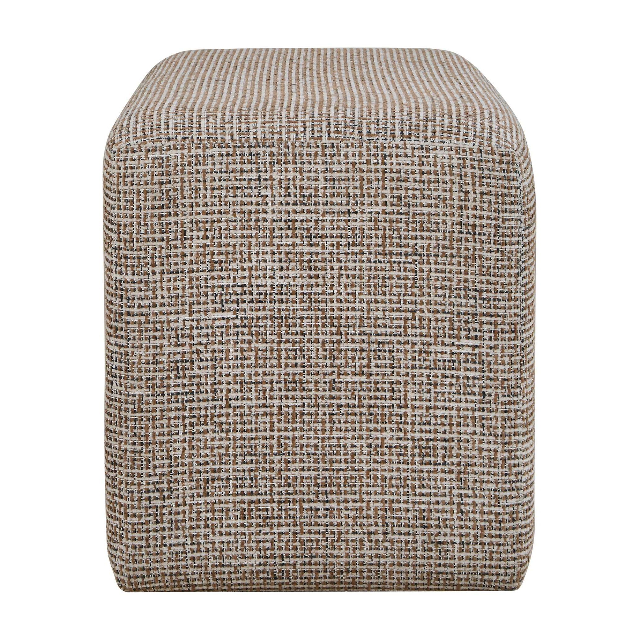 Kelce - Woven Checkered Ottoman - Brown