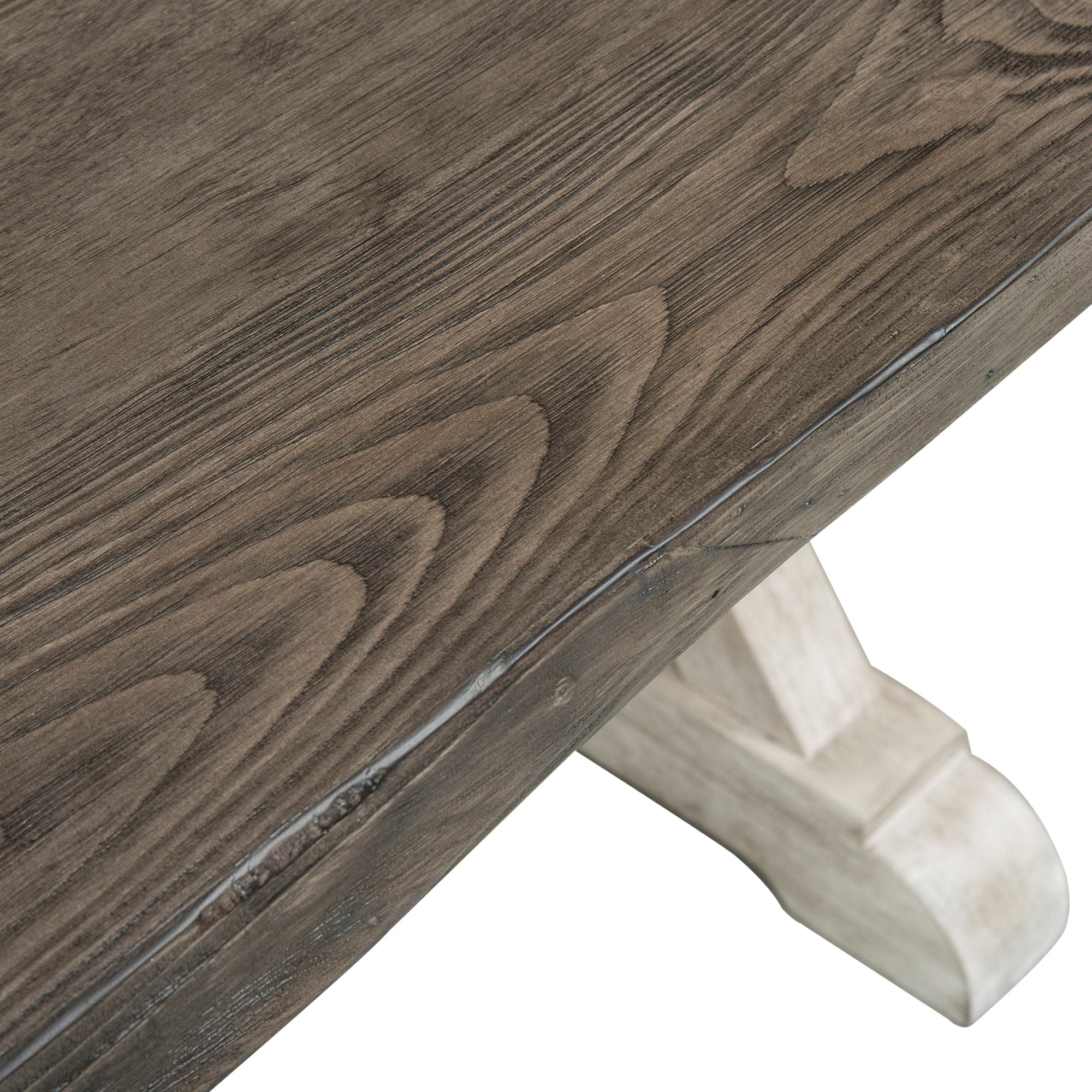 Willowrun - Trestle Table - Rustic White / Weathered Gray Top