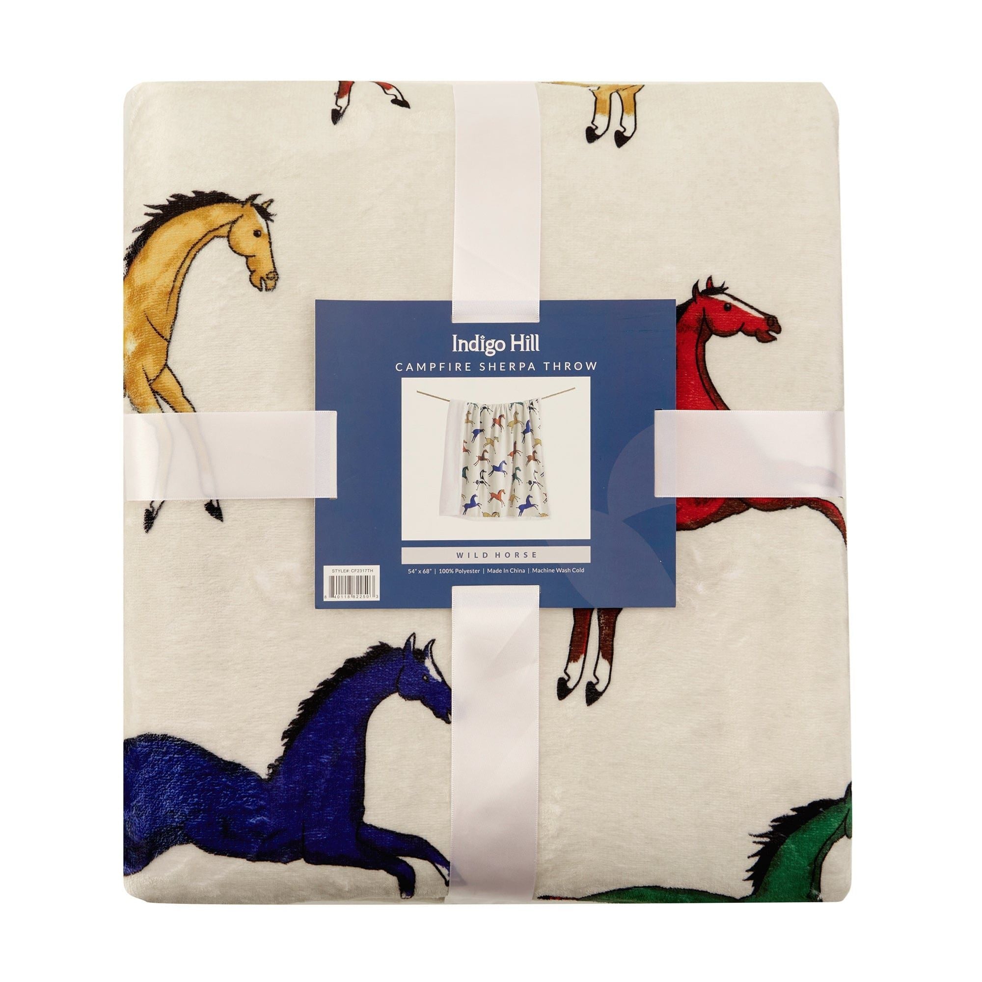 Campfire - Wild Horses Campfire Sherpa Throw 6 Per Carton - Multi Color
