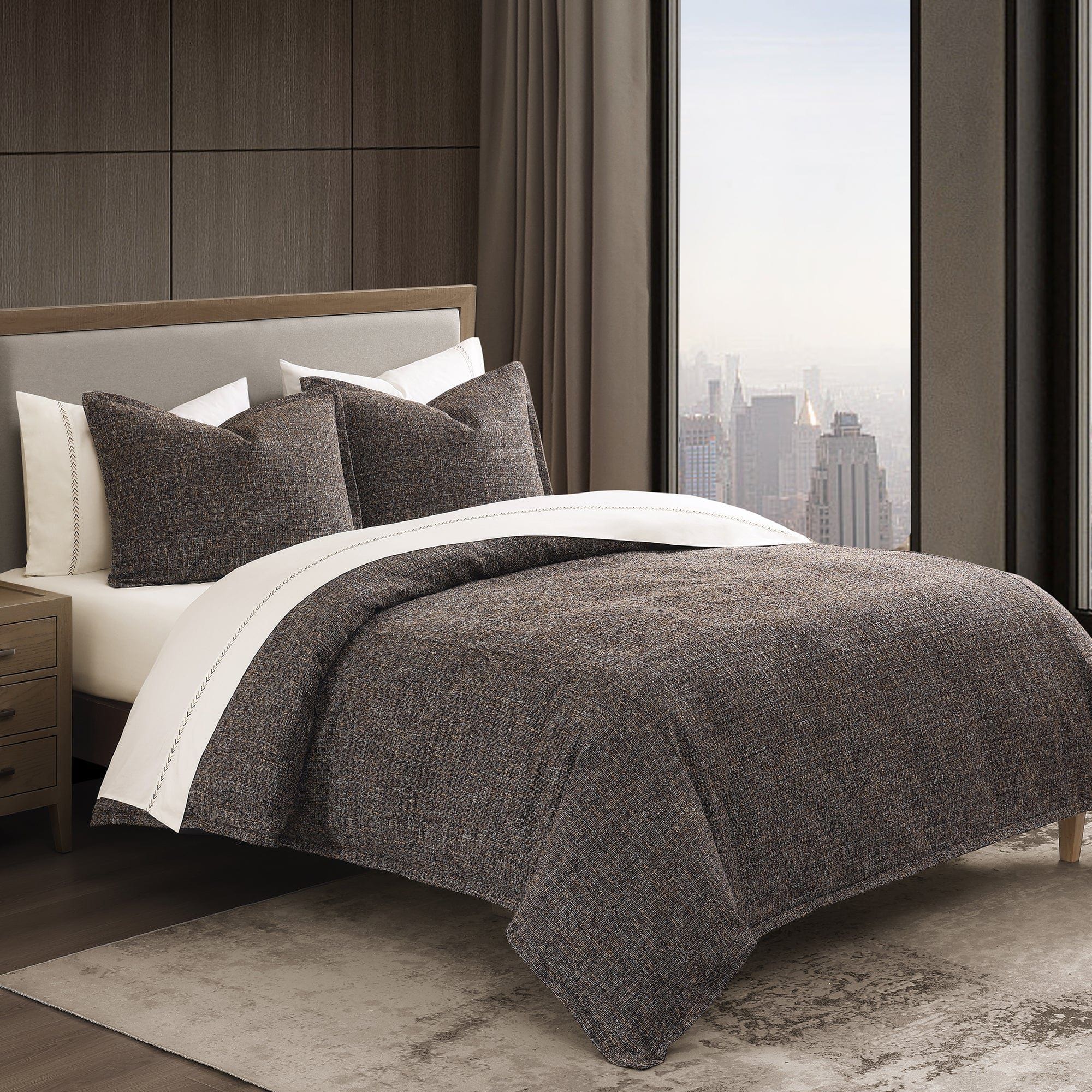 Tweed - Queen Comforter Set (Set of 3) - Brown