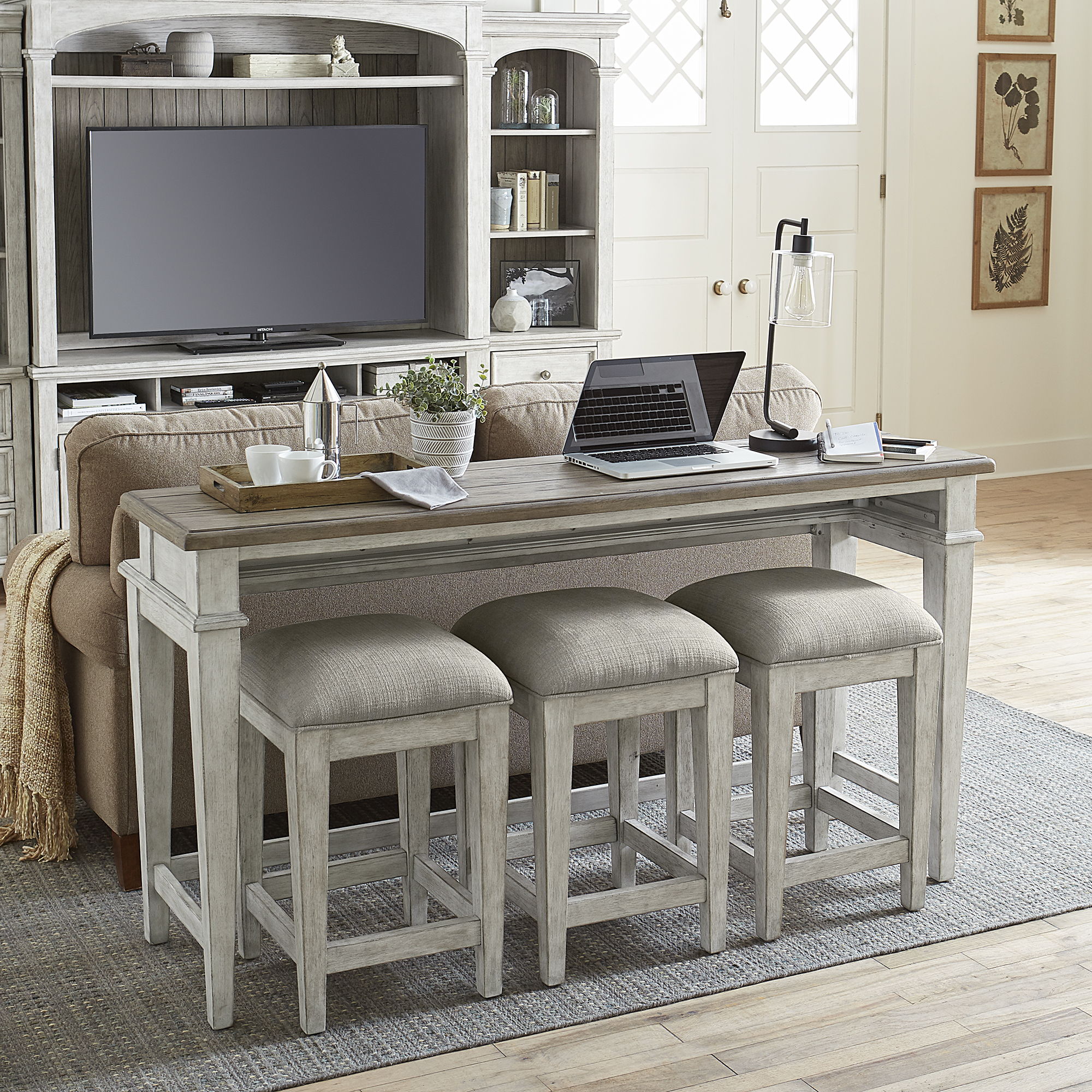 Heartland - 4 Piece Dining Room Set - Antique White / Tobacco Tops
