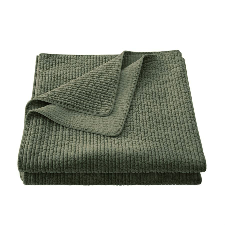 Stonewashed Cotton Velvet - King Quilt - Fern Green