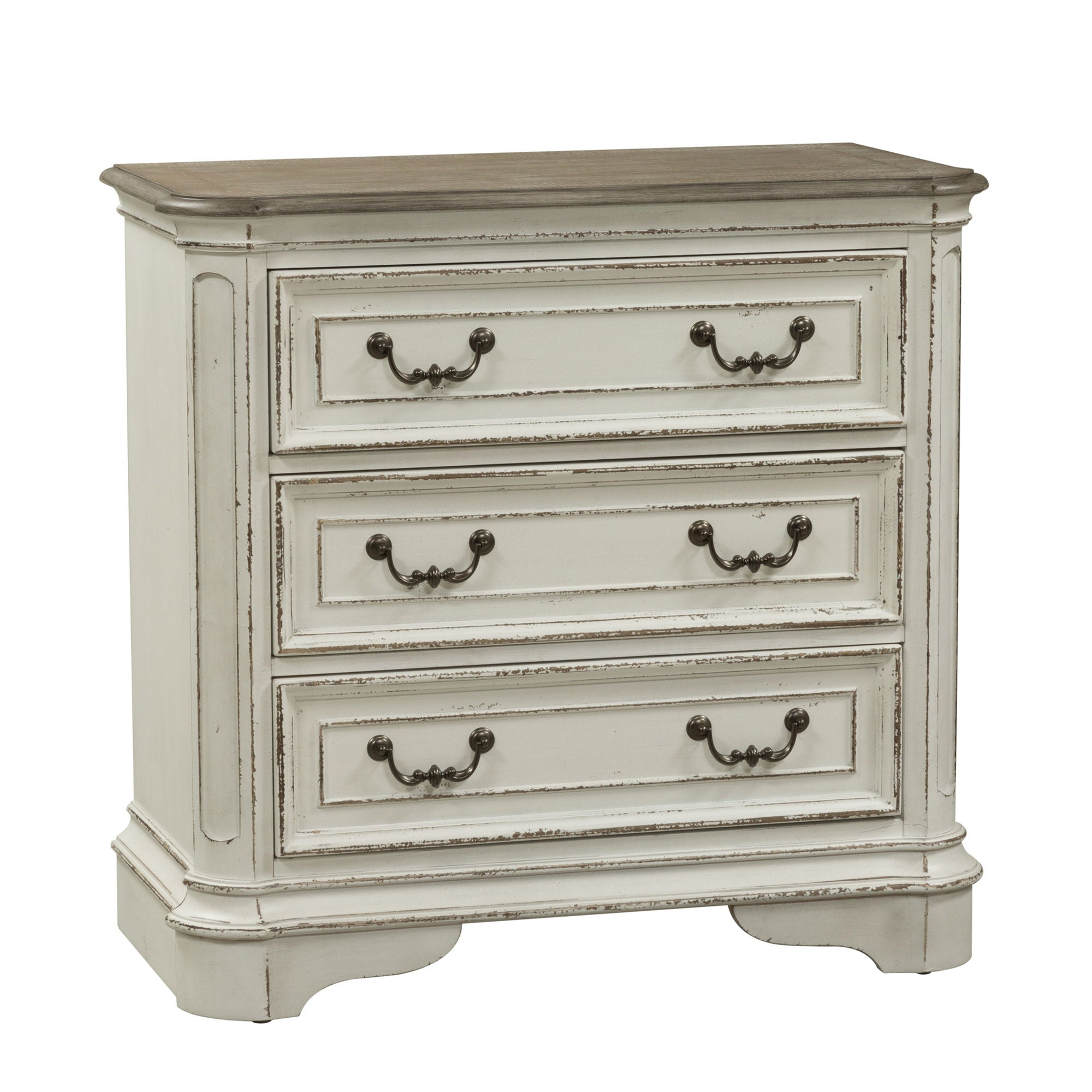Magnolia Manor - 3 Drawer Bedside Chest With Charging Station - Antique White