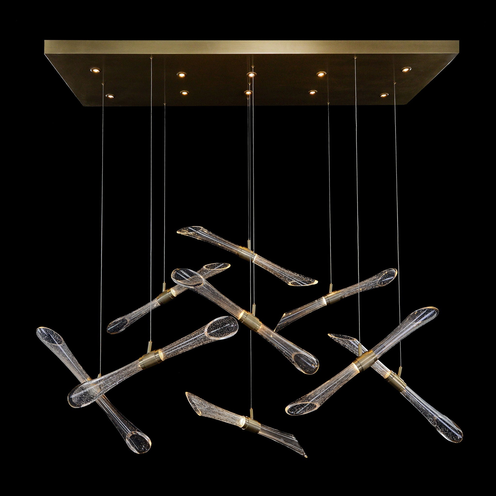 Rhapsody Fluted and Seeded Glass Tubes Horizontal Chandelier