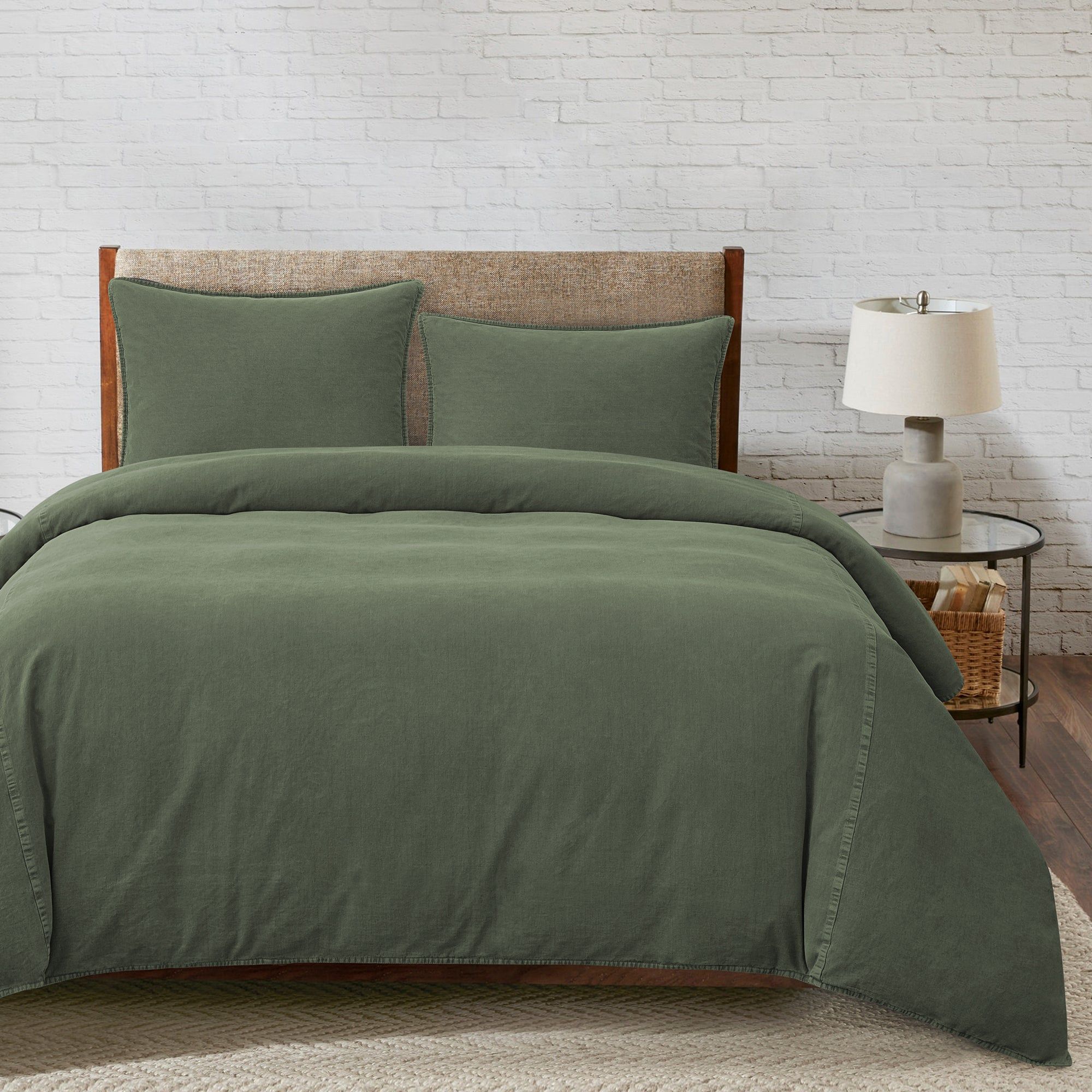 Cotton Canvas - King Stonewashed Duvet Cover Set (Set of 3) - Duffle Bag