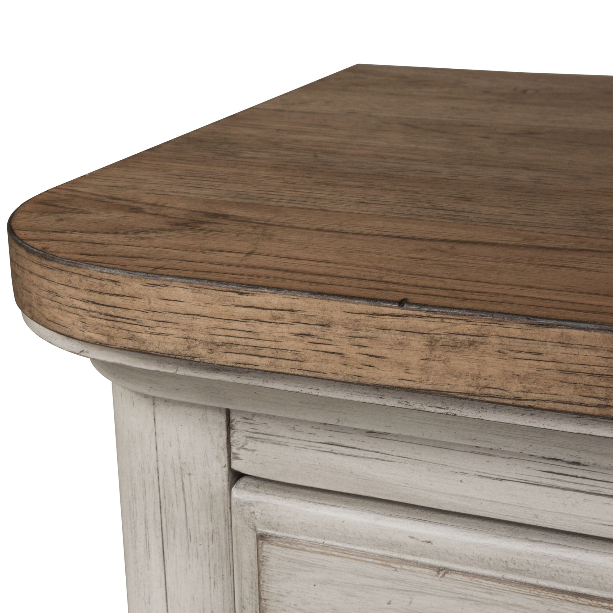 Farmhouse Reimagined - Dresser & Mirror - Antique White / Chestnut Tops