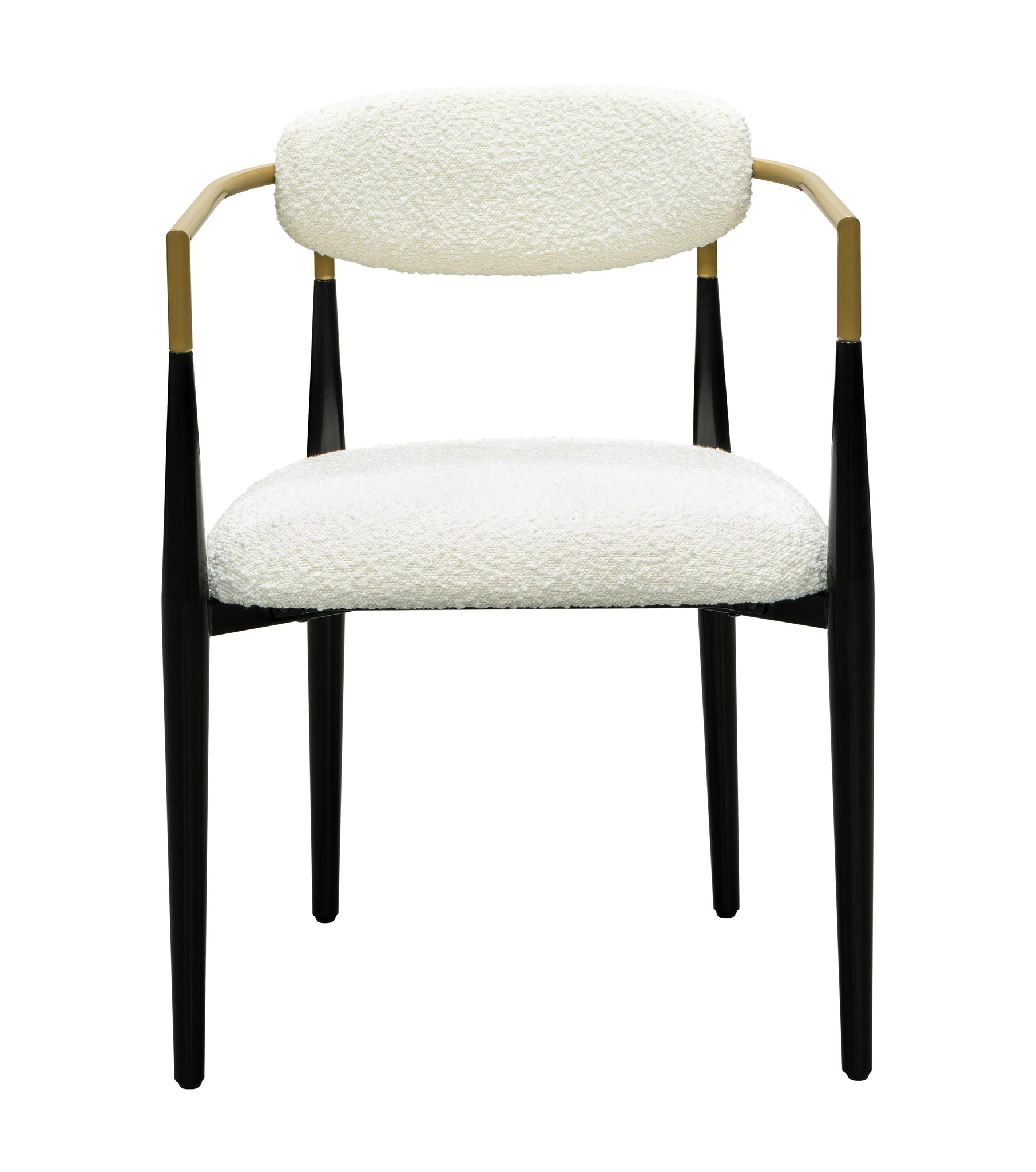 Jenson - White Dining Chair - Semi-Gloss Black /Brushed Gold / Ivory Boucle