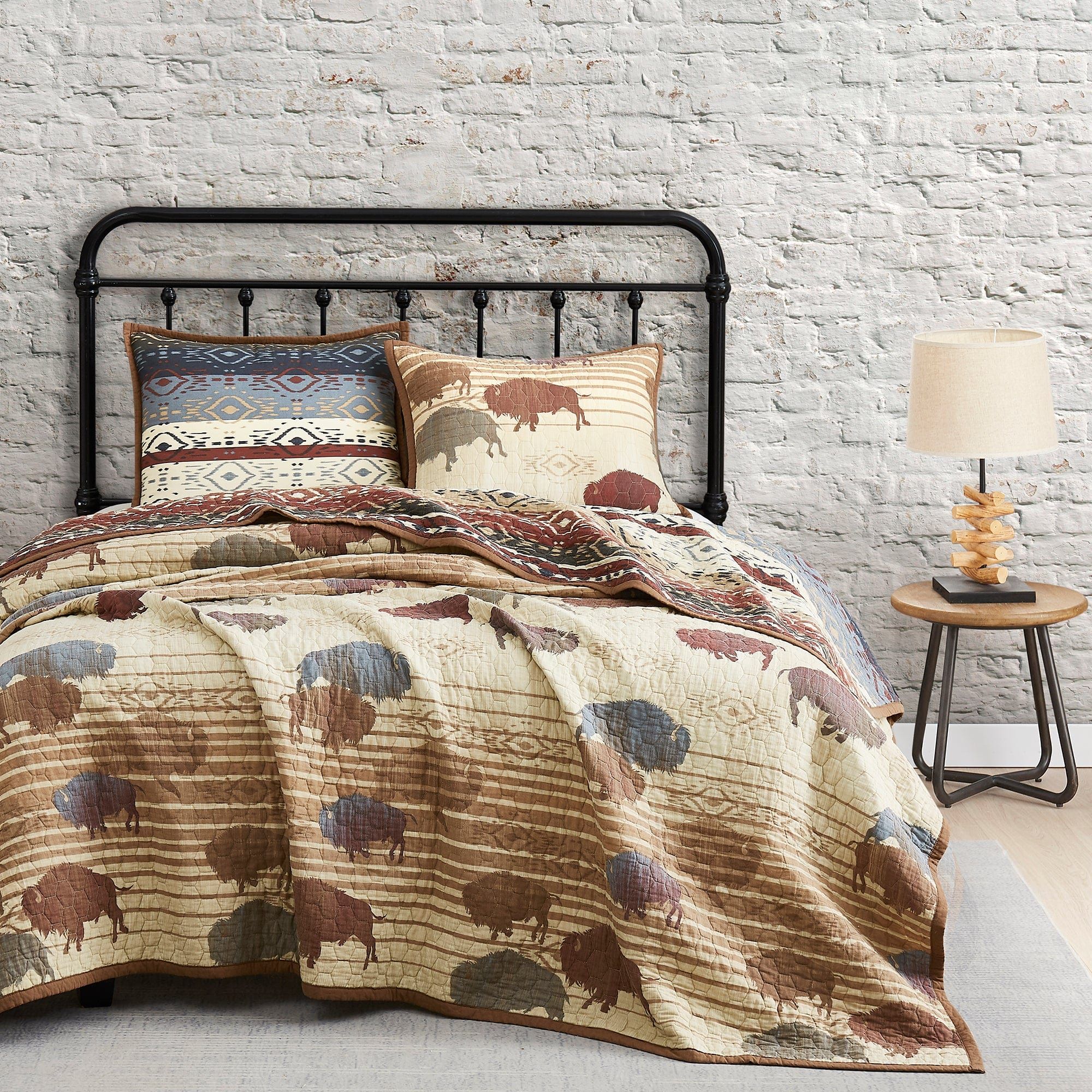 Home On The Range - Full/Queen Reversible Quilt Set (Set of 3) - Tan