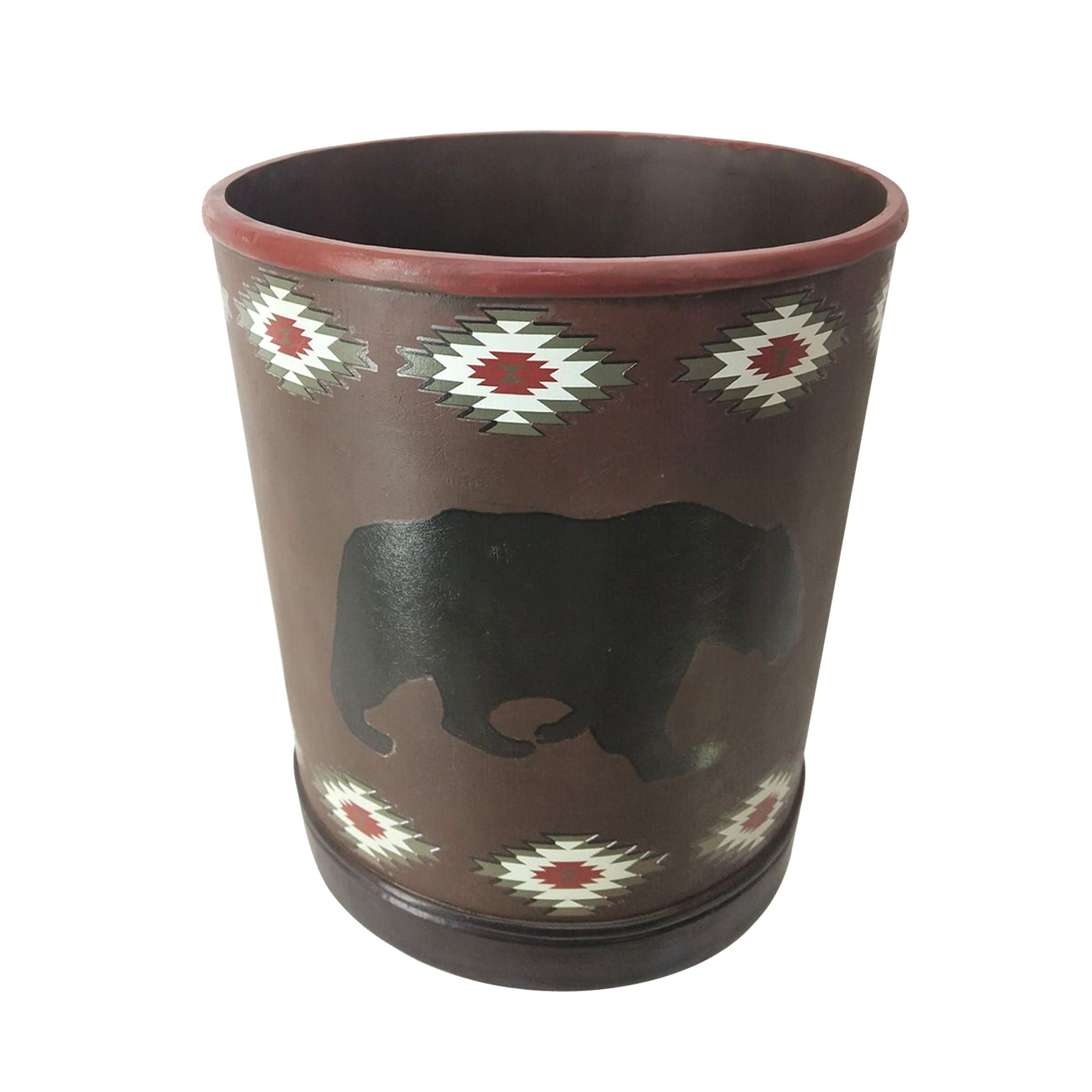 Aztec Bear - Wastebasket, 2 Per Carton - Dark Brown / Black