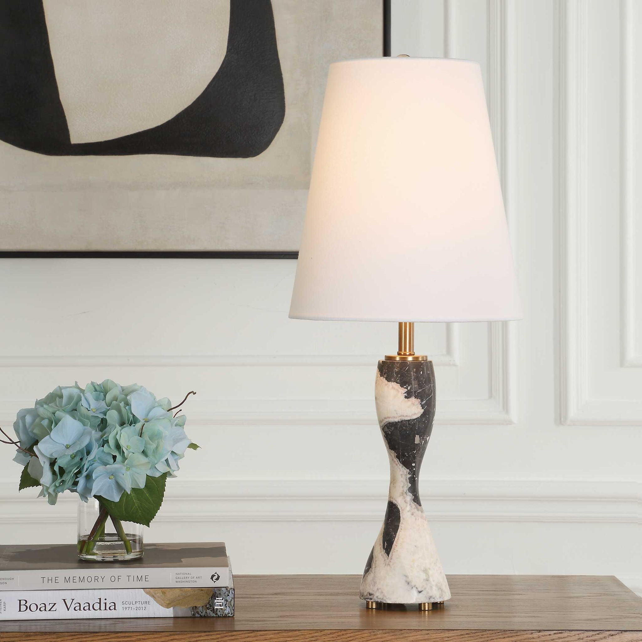 Marcela - Panda Marble Buffet Lamp - Black