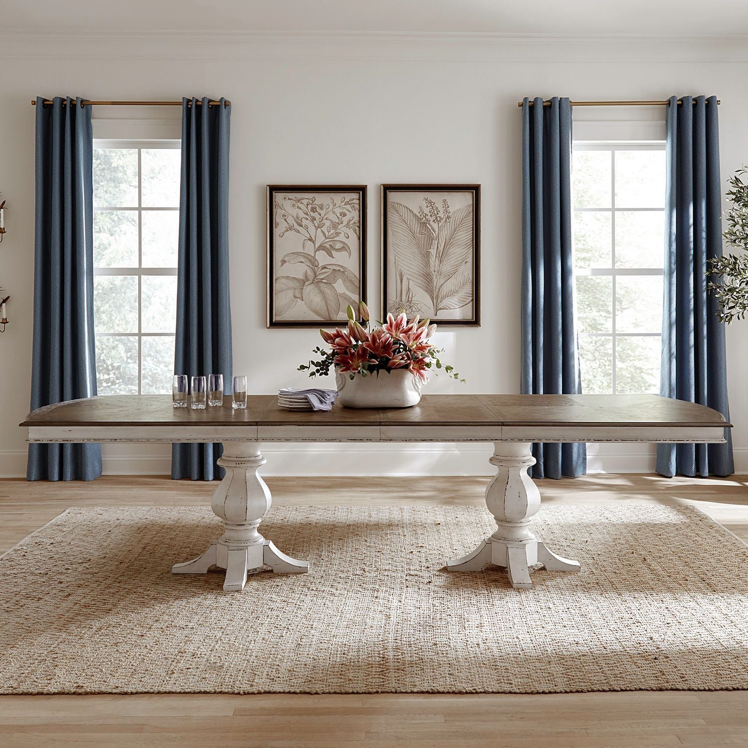 Magnolia Manor - Double Pedestal Table - Antique White