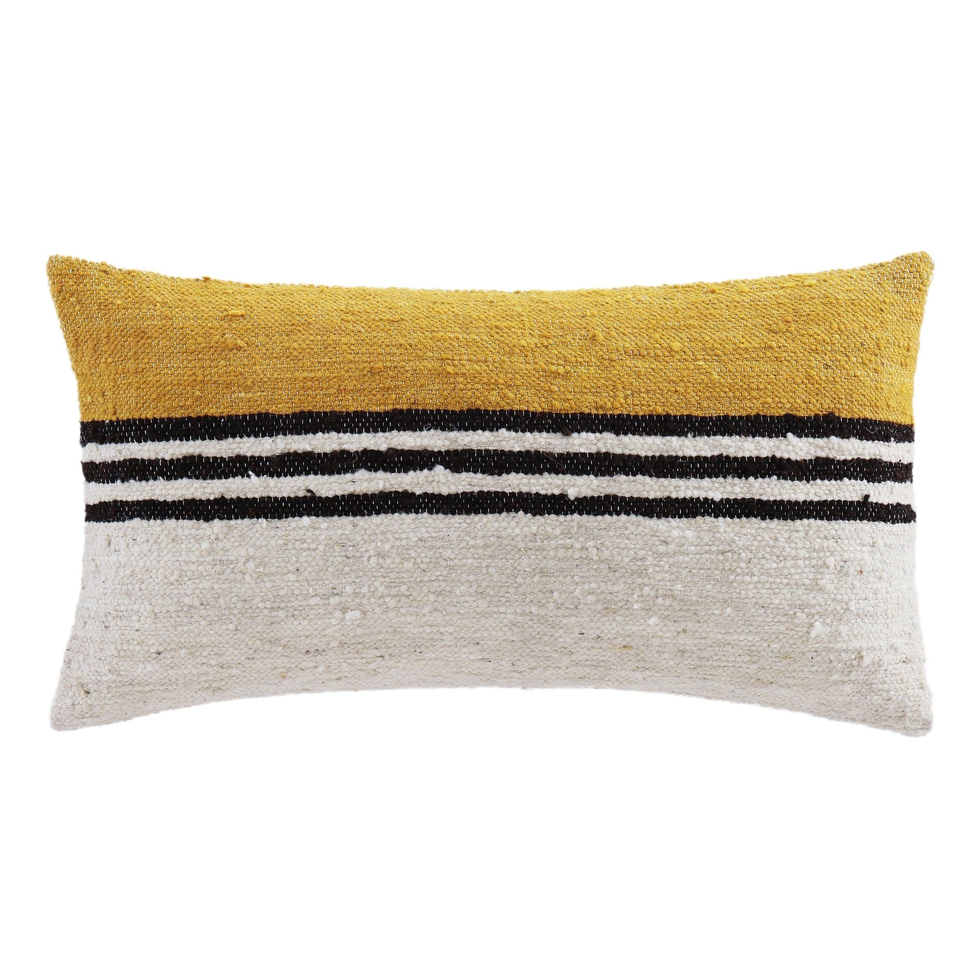 Solola - Handwoven Oblong Pillow - Yellow / Natural