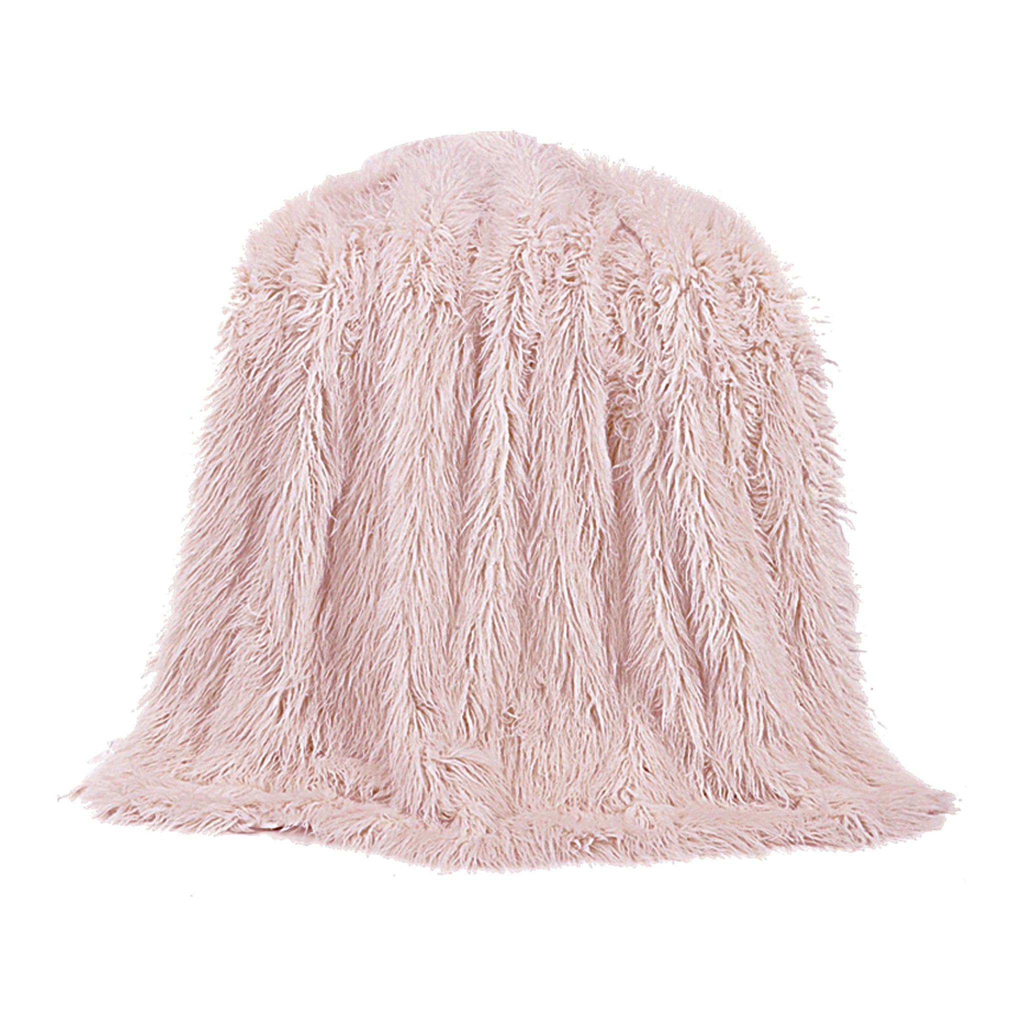 Mongolian Fur - Faux Fur Throw Blanket - Blush
