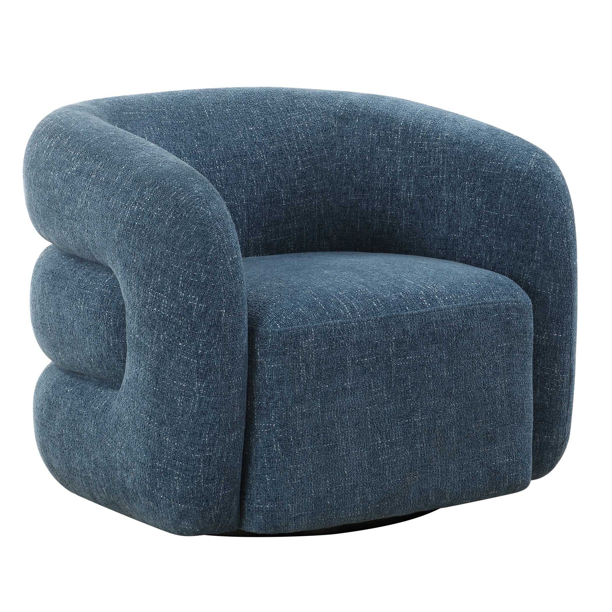 Junie - Swivel Barrel Chair - Blue
