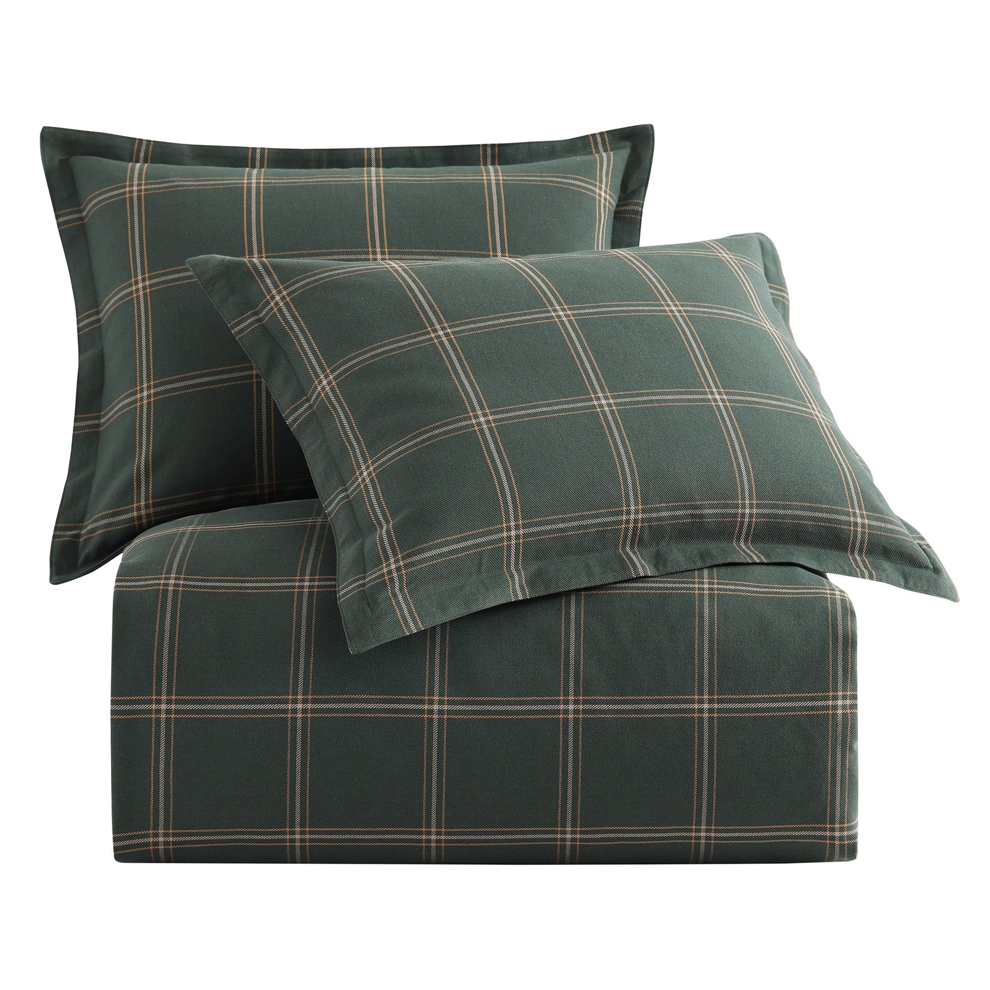 Windowpane - Twin Plaid Comforter Set (Set of 2) - Hunter Green
