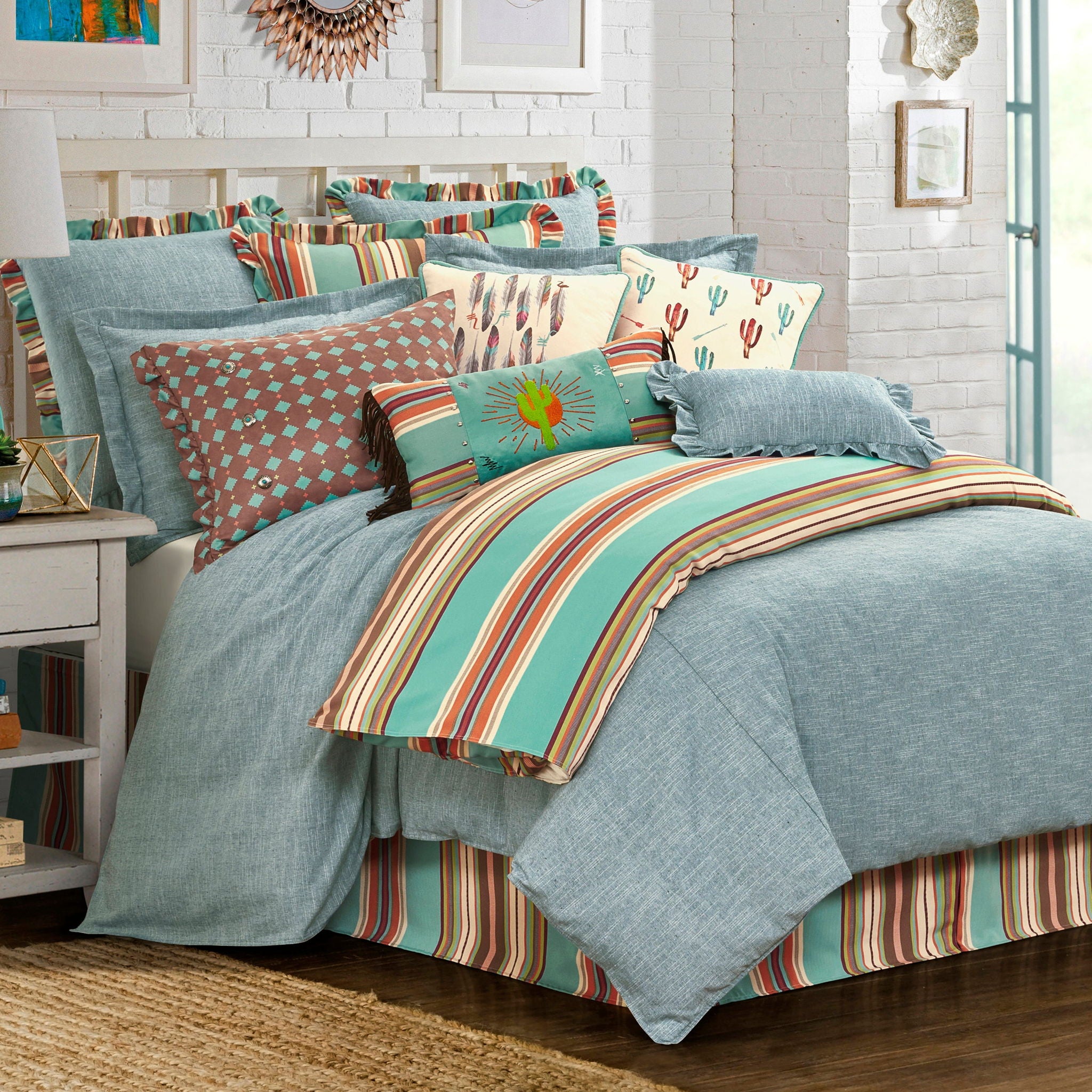 Chambray - Full Comforter Set (Set of 3) - Blue / Turquoise