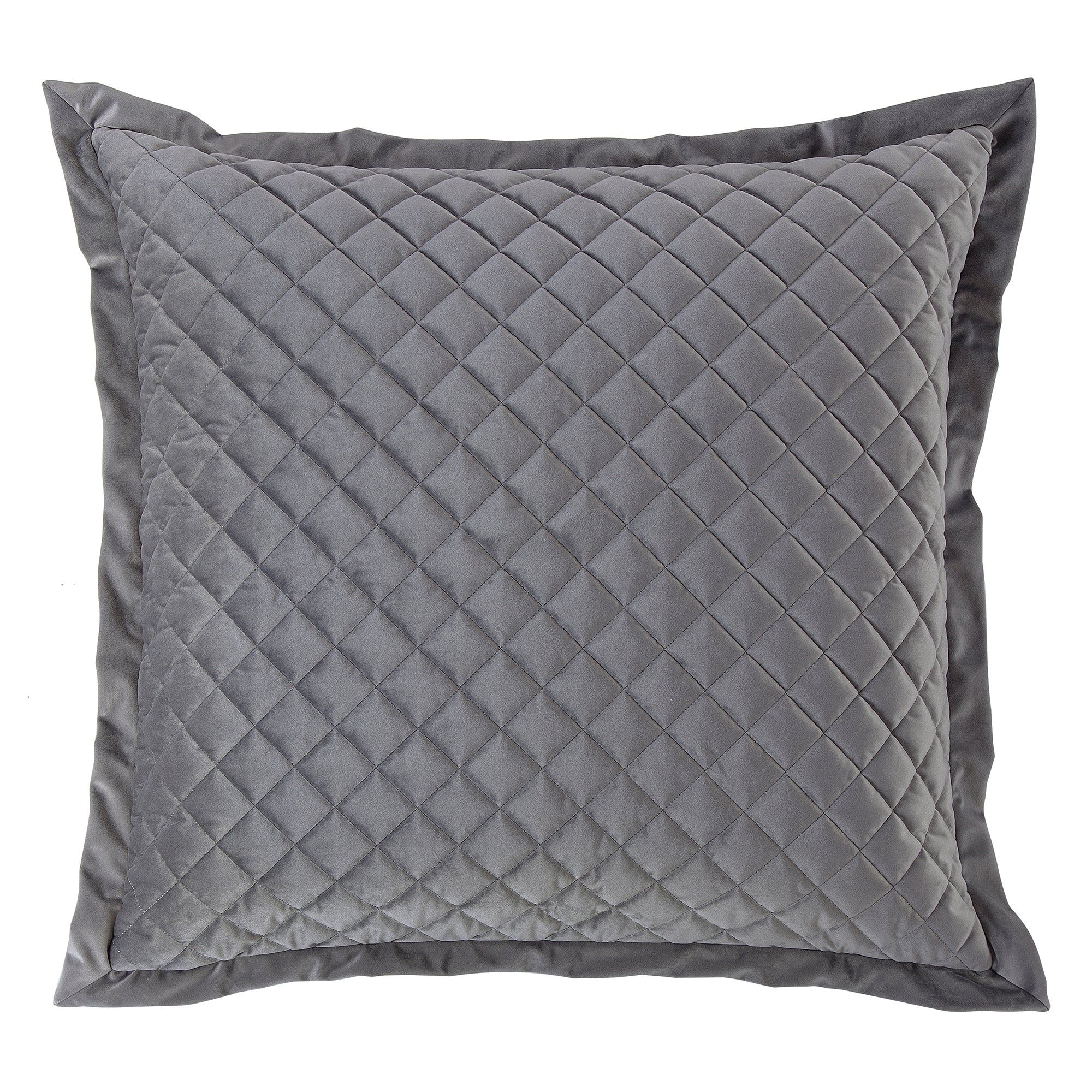 Velvet Diamond - Quilted Euro Sham - Gray