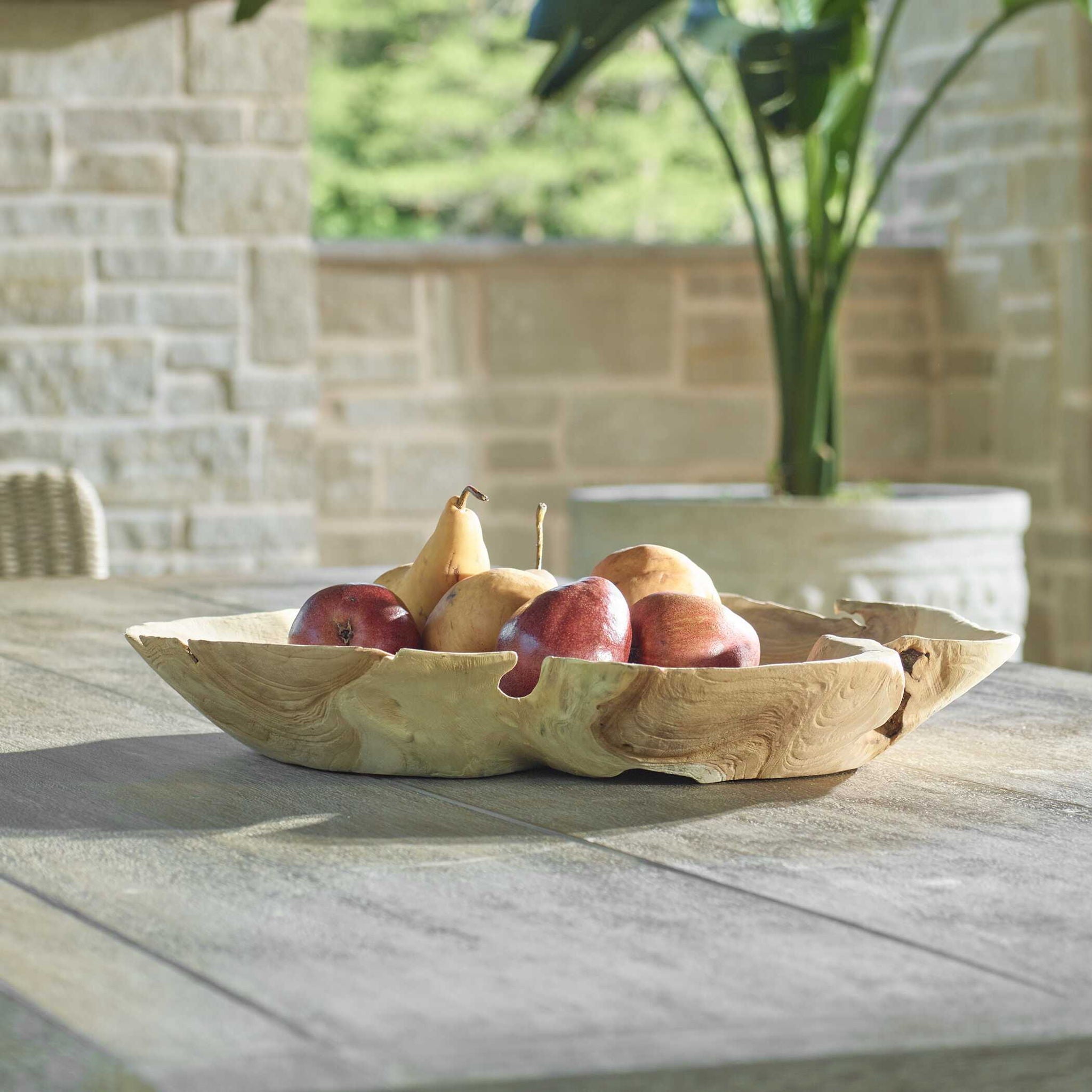 Organic Embrace - Outdoor Teak Bowl - Brown