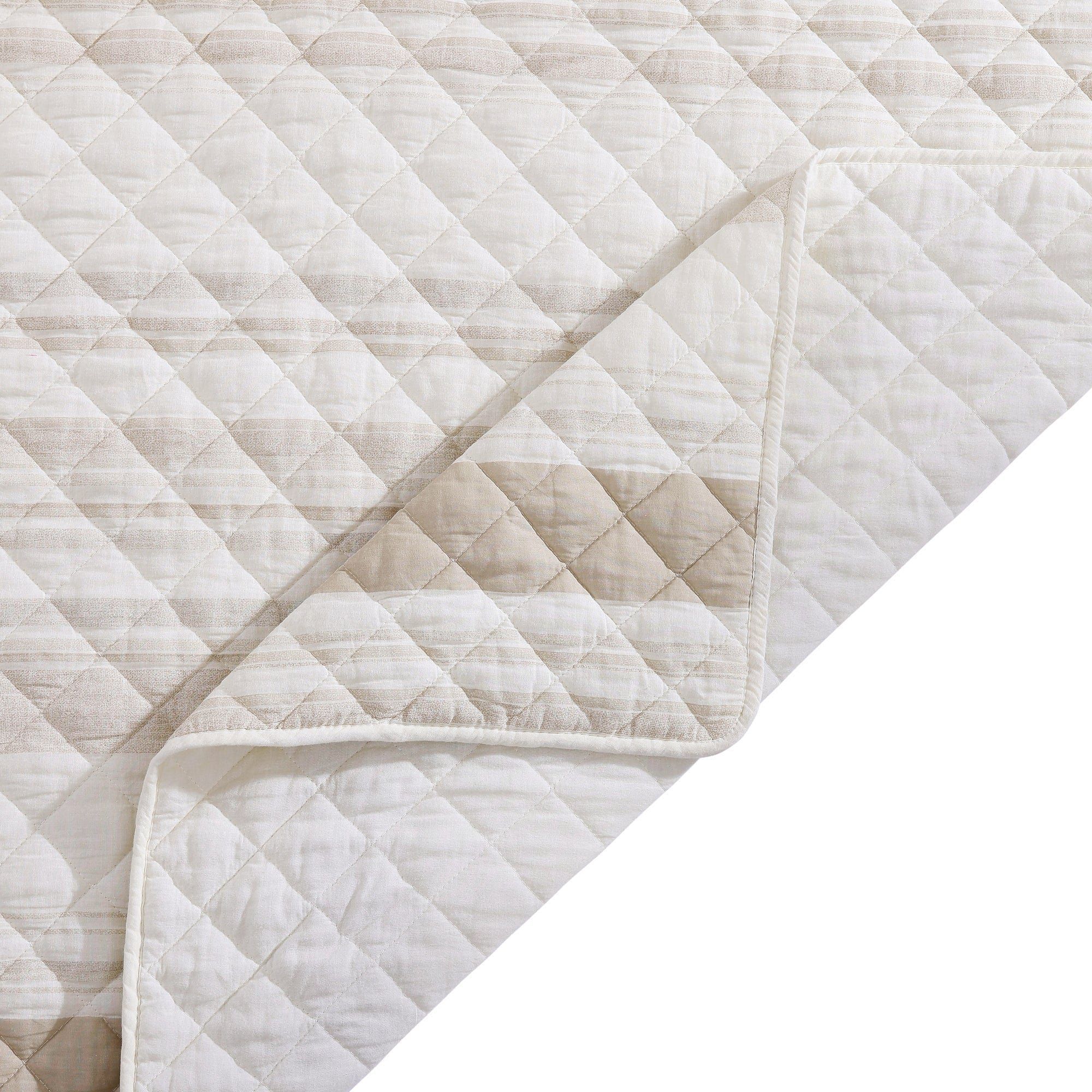Mystic Stripe - Twin Cotton Gauze Quilt Set (Set of 2) - Taupe