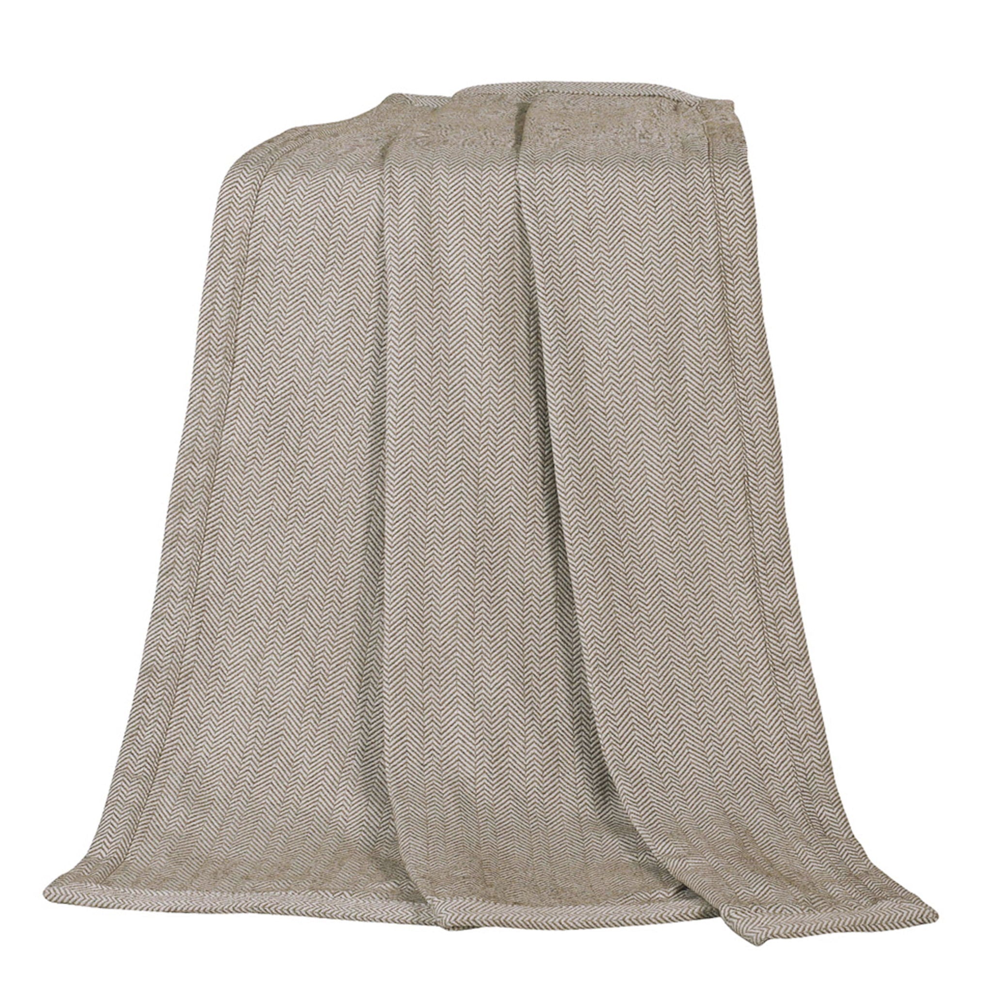 Fairfield - Herringbone Taupe Throw Blanket - Tan