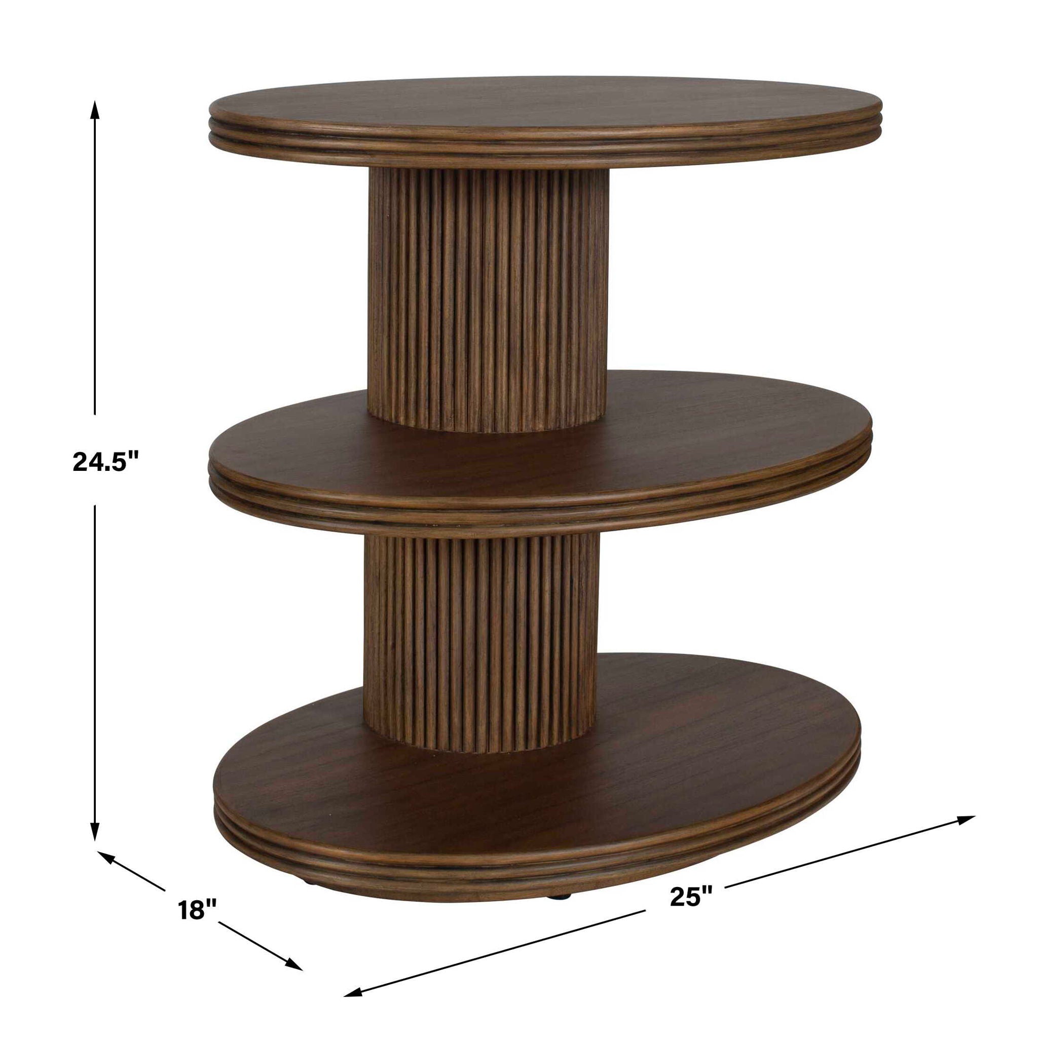 Top - Tier Oval Walnut Side Table - Woodtone