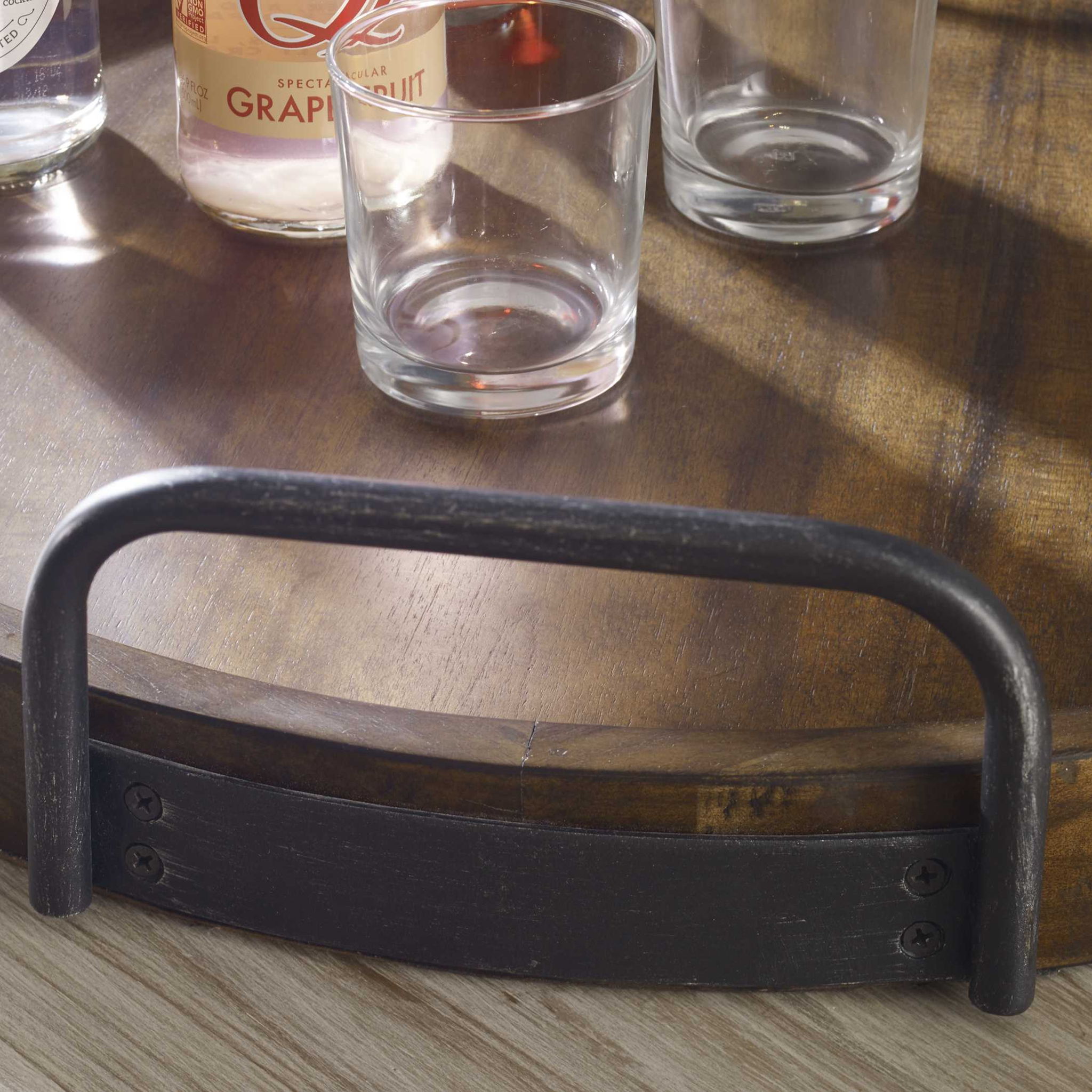 Reine - Round Wooden Tray - Dark Brown