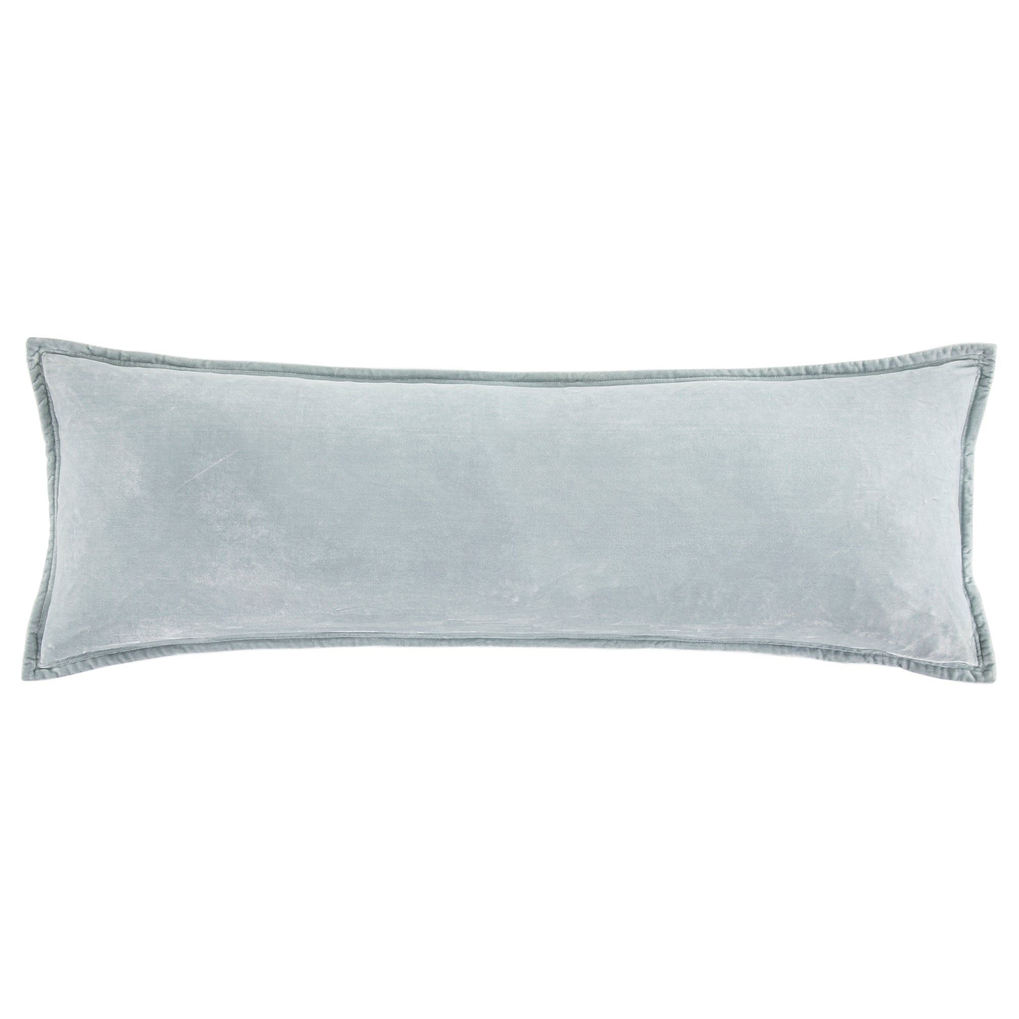 Stella - Faux Silk Velvet Long Lumbar Pillow - Icy Blue