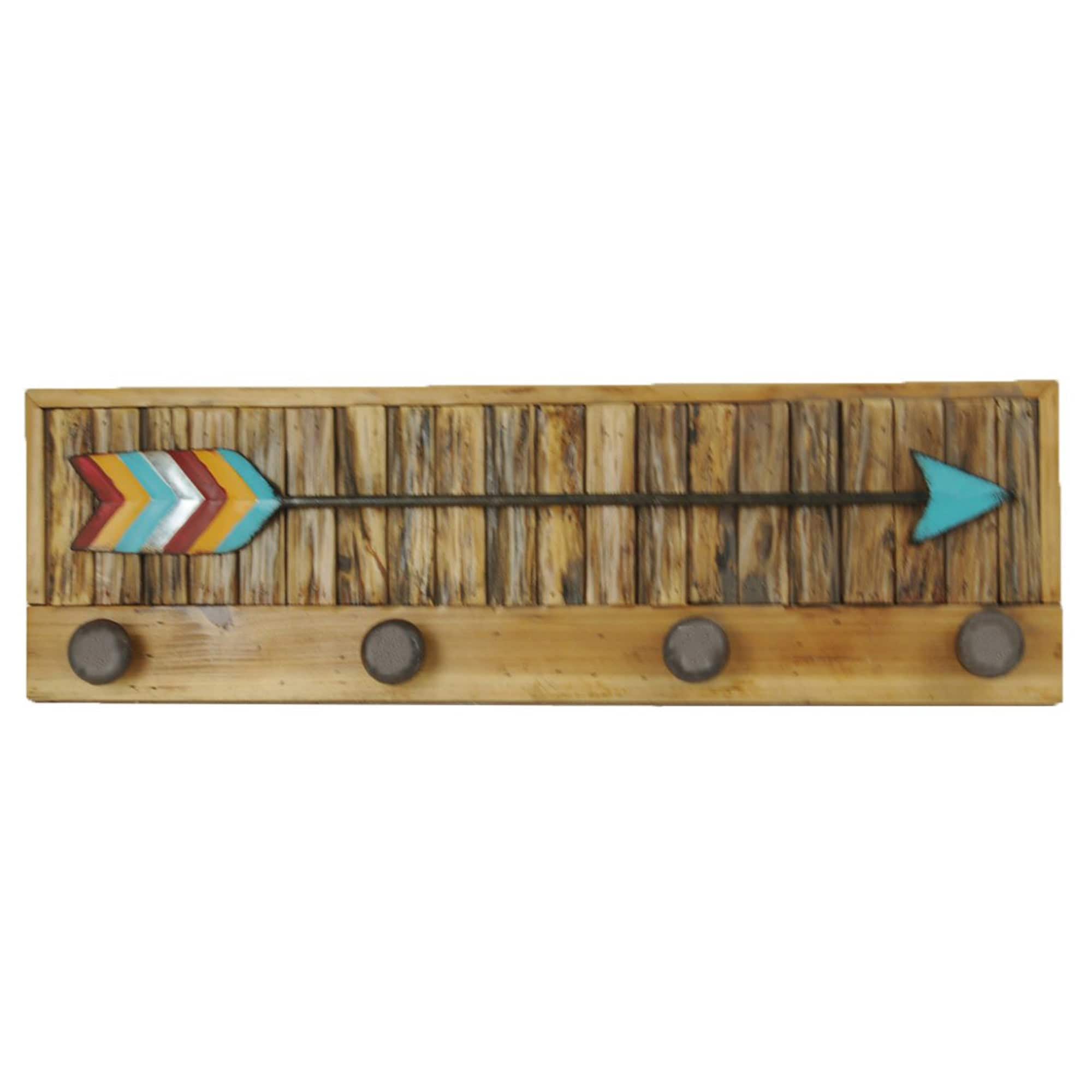 Wall Décor - 8.5" x 27.2" Arrow With Knobs Wall Art 4 Per Carton - Turquoise / Tan