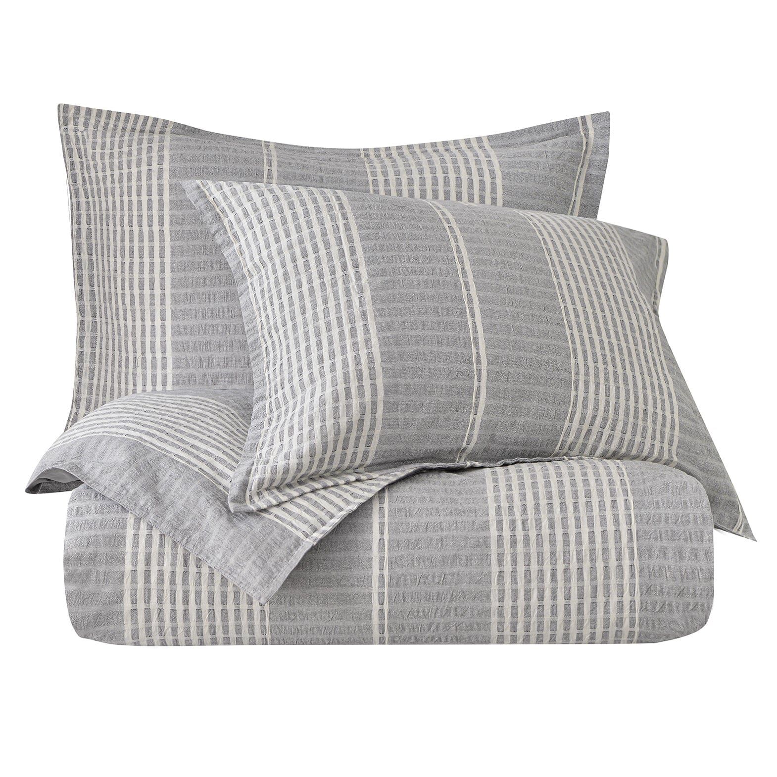 Lane - King Stripe Comforter Set (Set of 3) - Gray