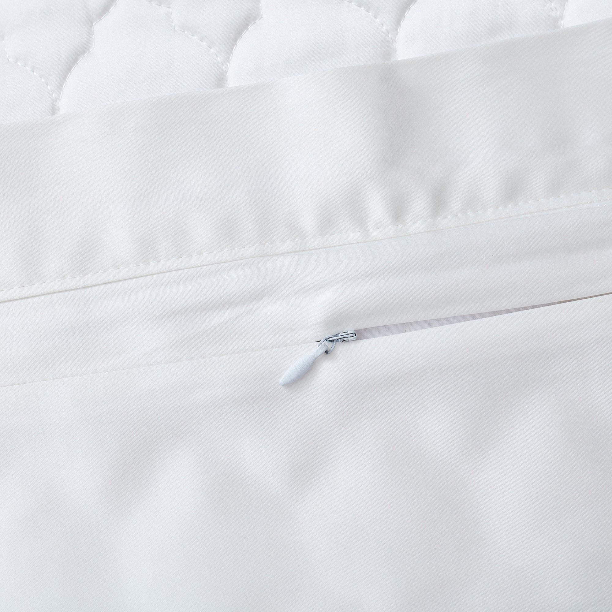 High Shine Satin - 21" x 27" Quatrefoil Quilt Pillow Sham Set (Set of 2) - White