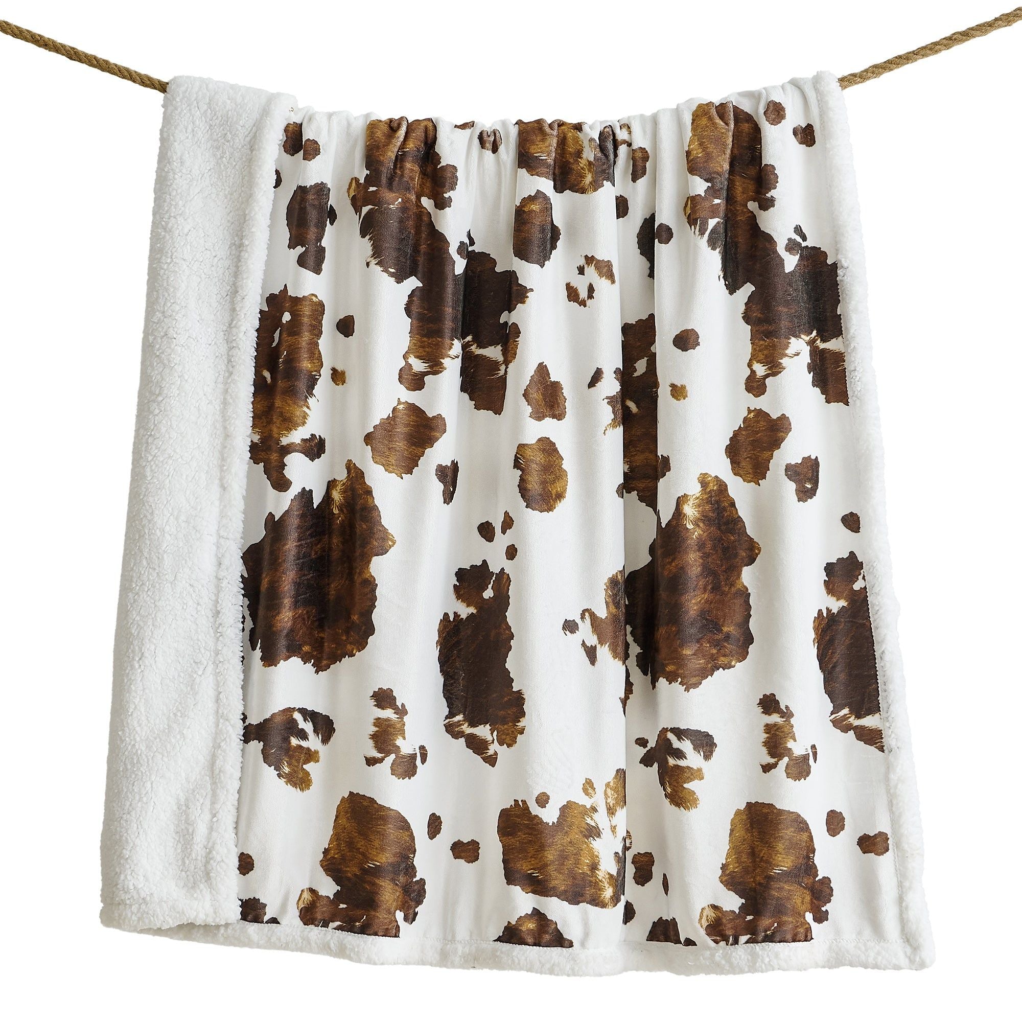 Campfire - Elsa Cowhide Campfire Sherpa Throw 6 Per Carton - Chocolate